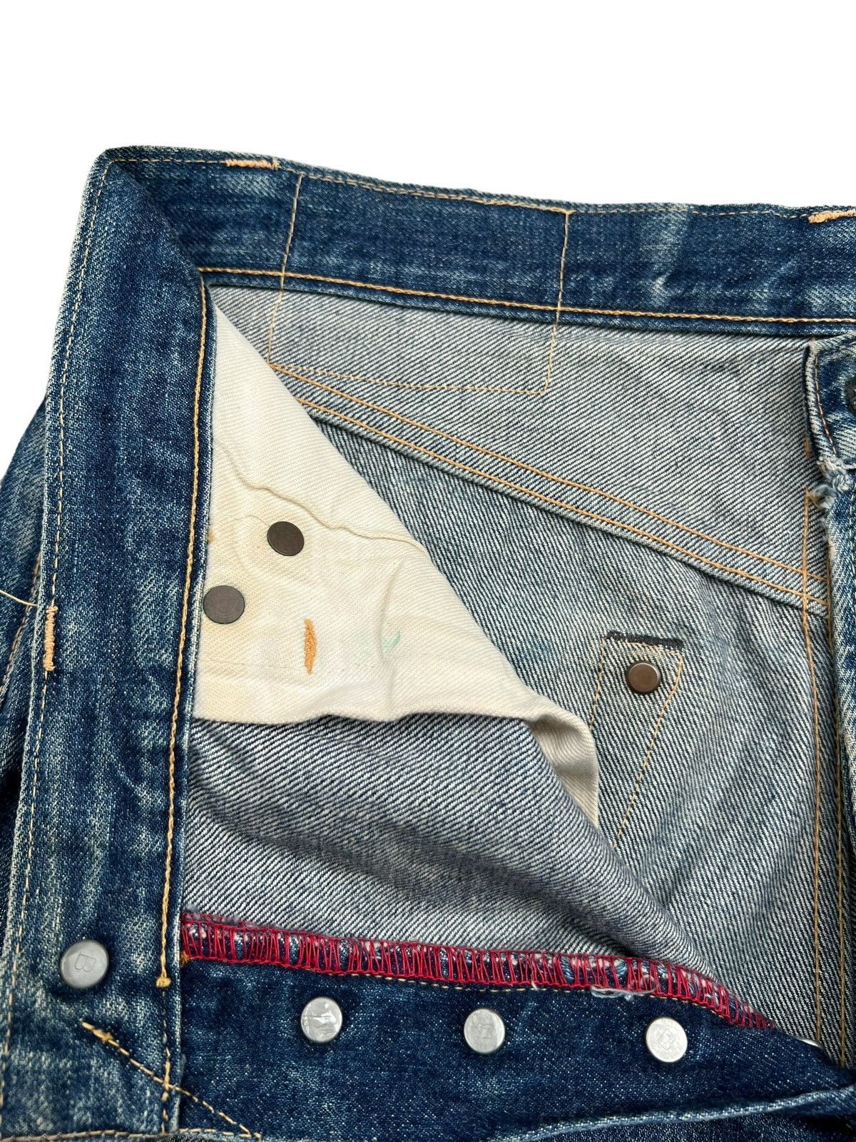 Vtg Beams Plus Japan Selvedge Distressed Mudwash Denim Jeans - 13