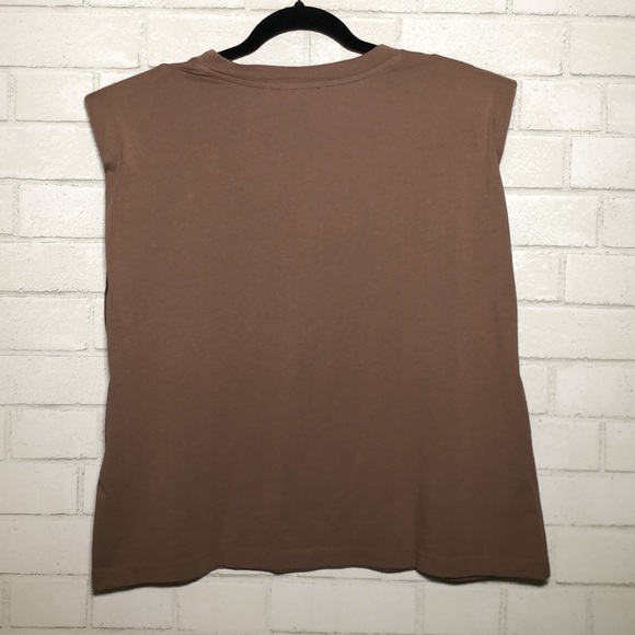 Zara Shoulder Pad T-Shirt in Dark Mink - 8