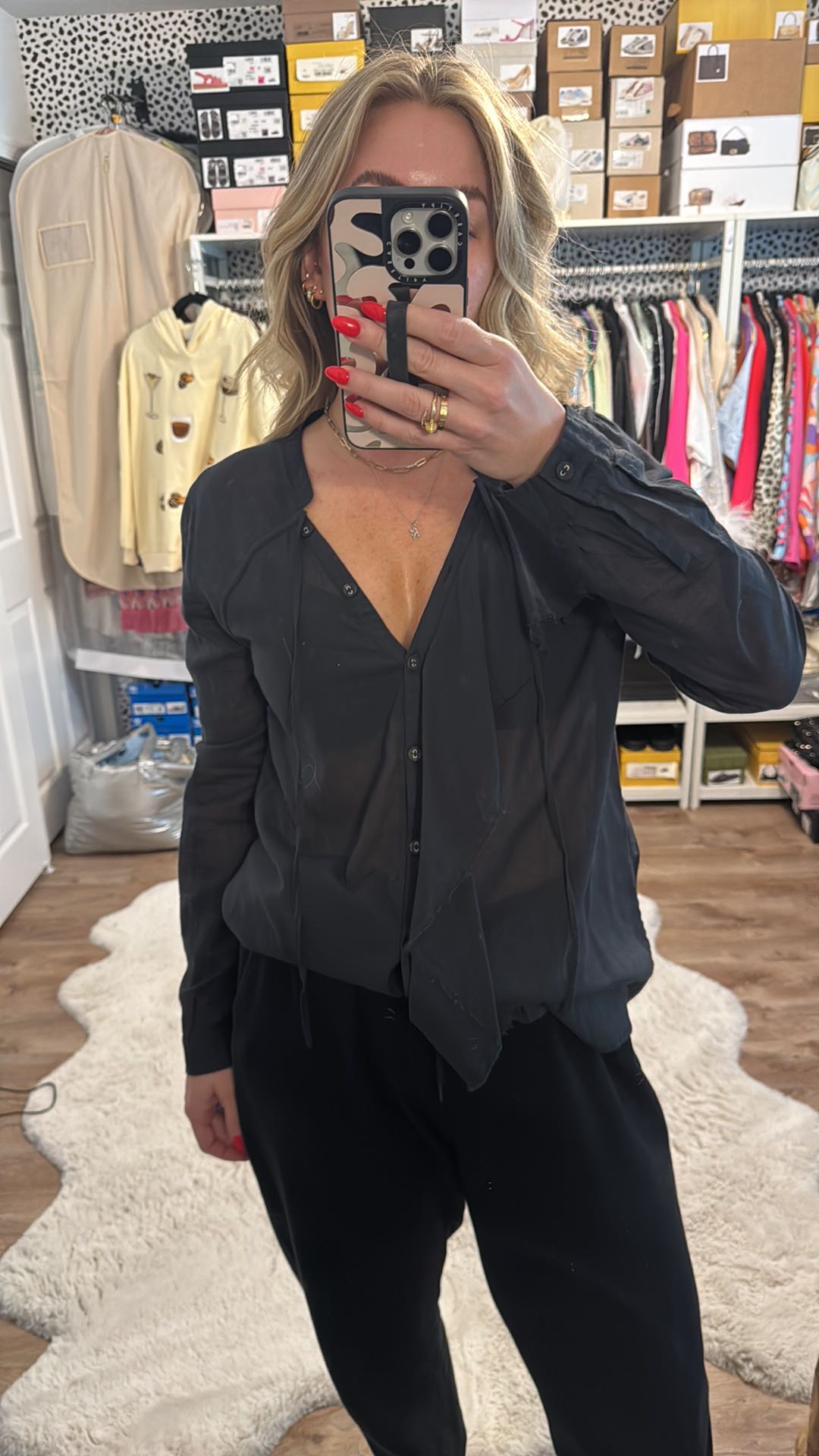 All Saints Black Ruffle Top - 2