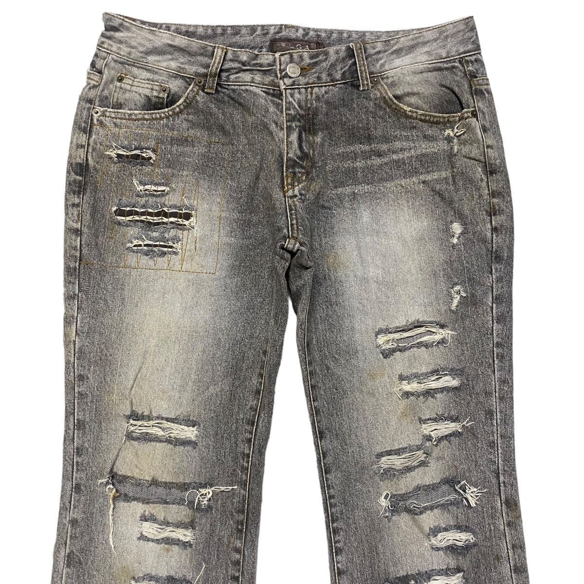 FUGA Distressed Denim Flare Jeans - 3