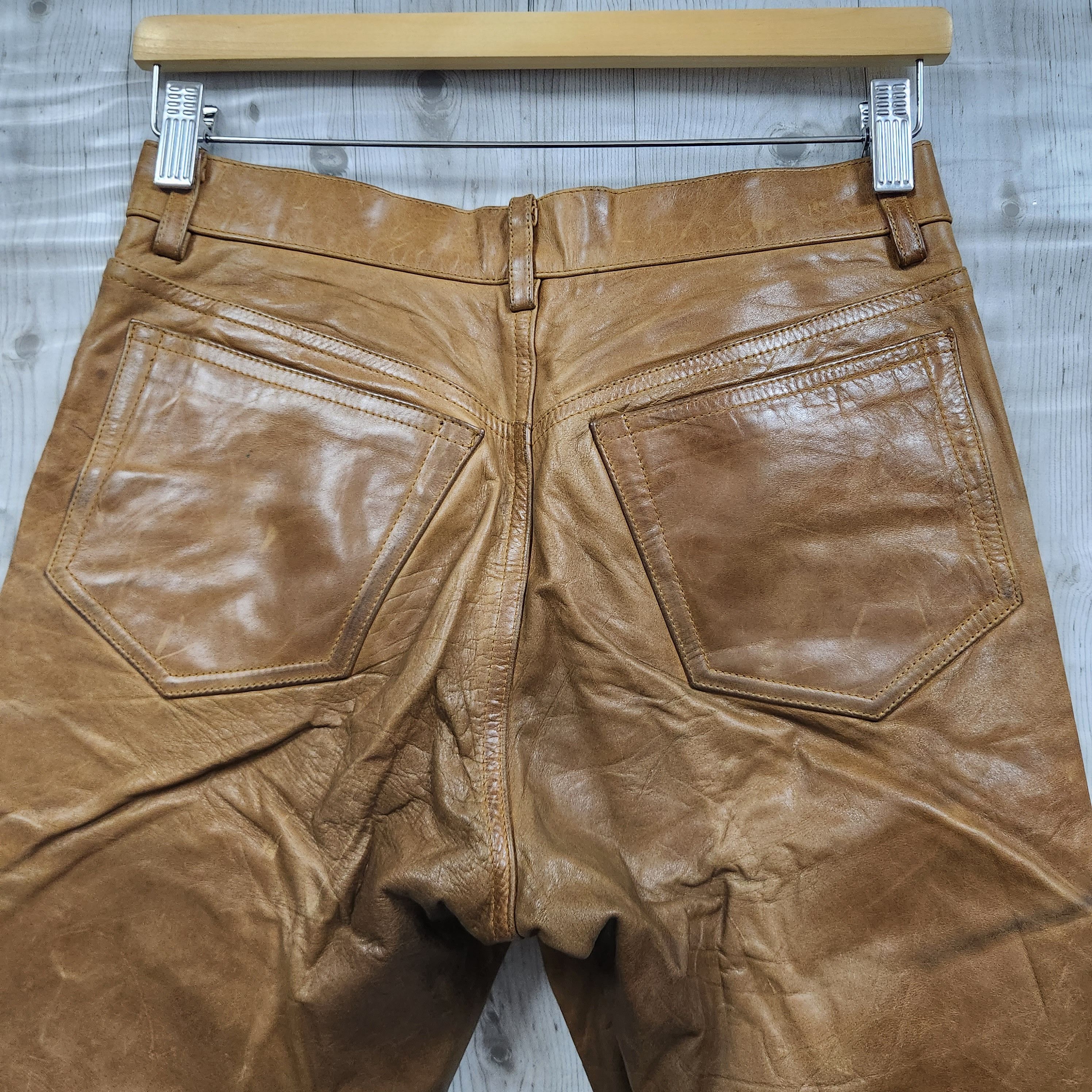 Genuine Leather - Vintage 5351 Pour Les Hommes Genuine Cow Leather Pants Japan - 9