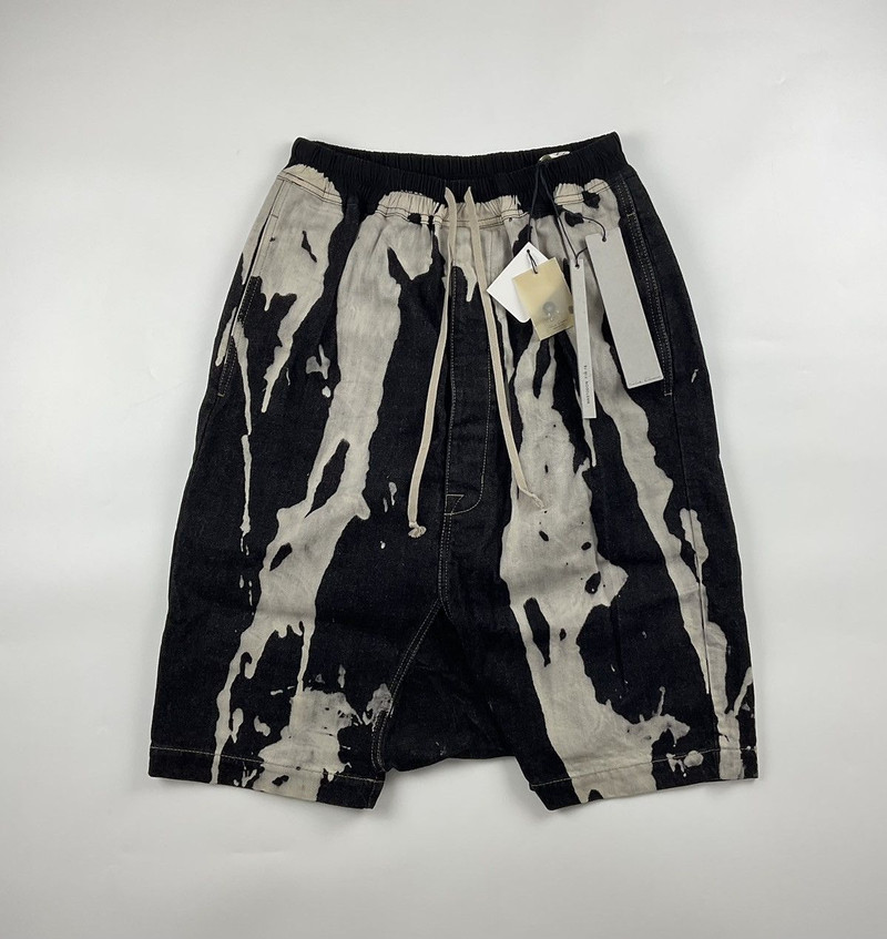 Rick Owens F/W'16 Mastodon Bleach Vomit Pod Denim Shorts - 1