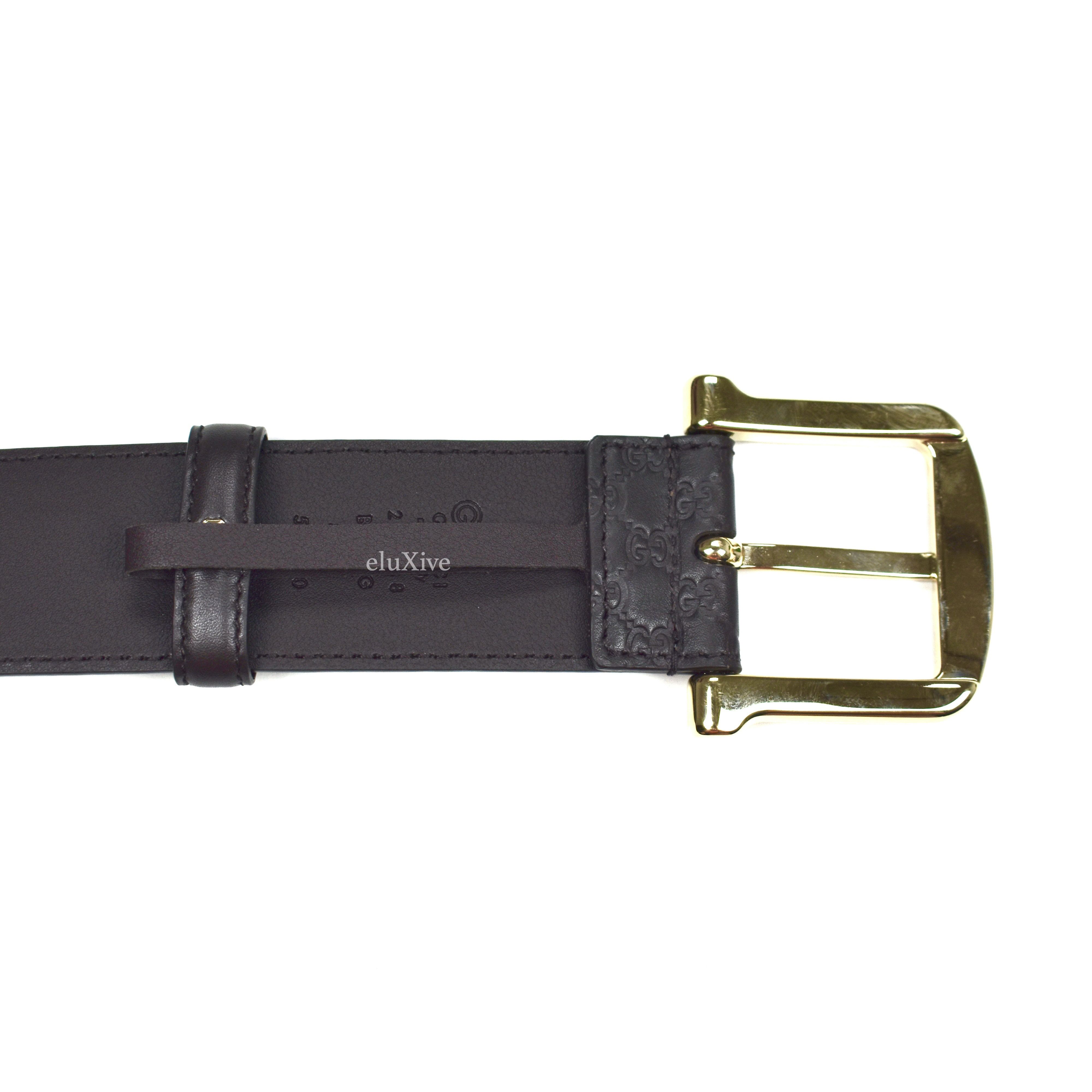 Gucci Dark Brown GG Monogram Embossed Leather Belt NWT - 8