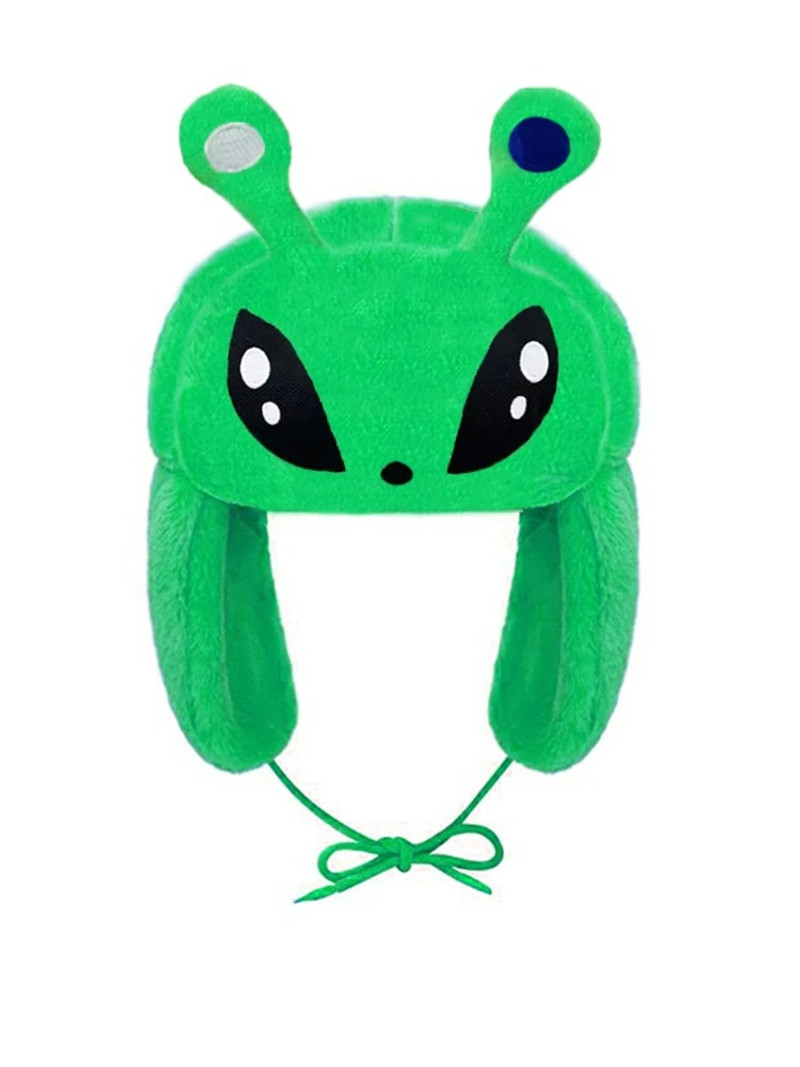Japanese Cartoon Anime 3D Alien Ushanka Green Hat Cute Y2K Warm Earflap Trapper Hat Bomber - 1