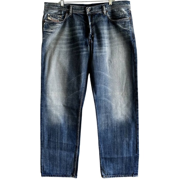 Diesel Kuratt Straight Leg Jeans Medium Wash Snap Button Fly 100% Cotton 40x34 - 2