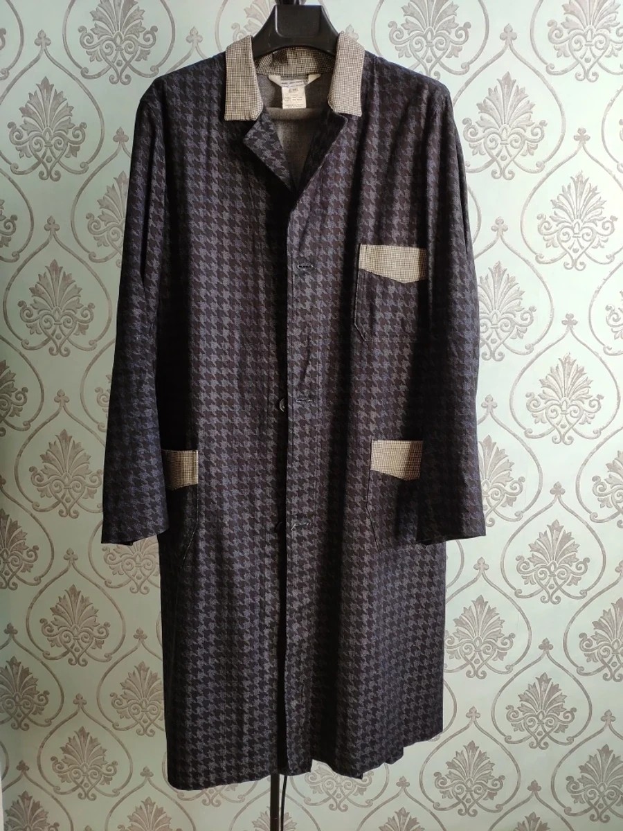 Light assymetrical blue and gray coat. Plisse on backside - 1