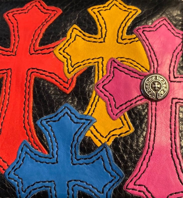 Multi color cross patch bifold wallet - 7