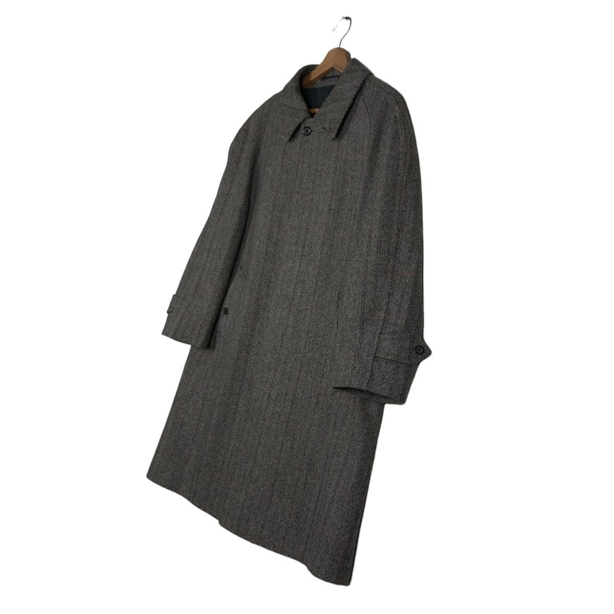 Vintage - 🔥RICH GREY - FLY WOOL LONG JACKET COATS HERRINGBONE - 2