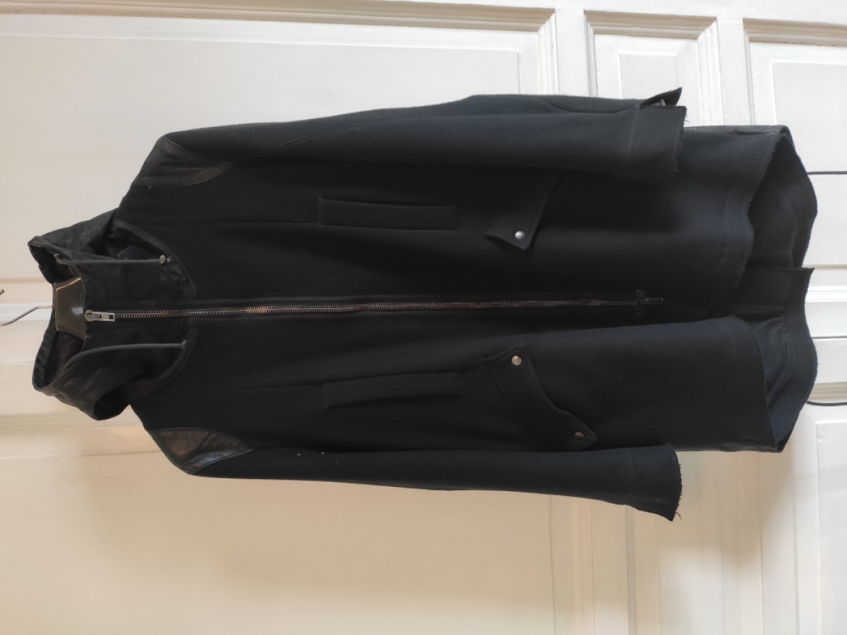Isabel Benenato - GRAIL! Wool & leather hooded coat. Like Julius, Rick Owens - 3