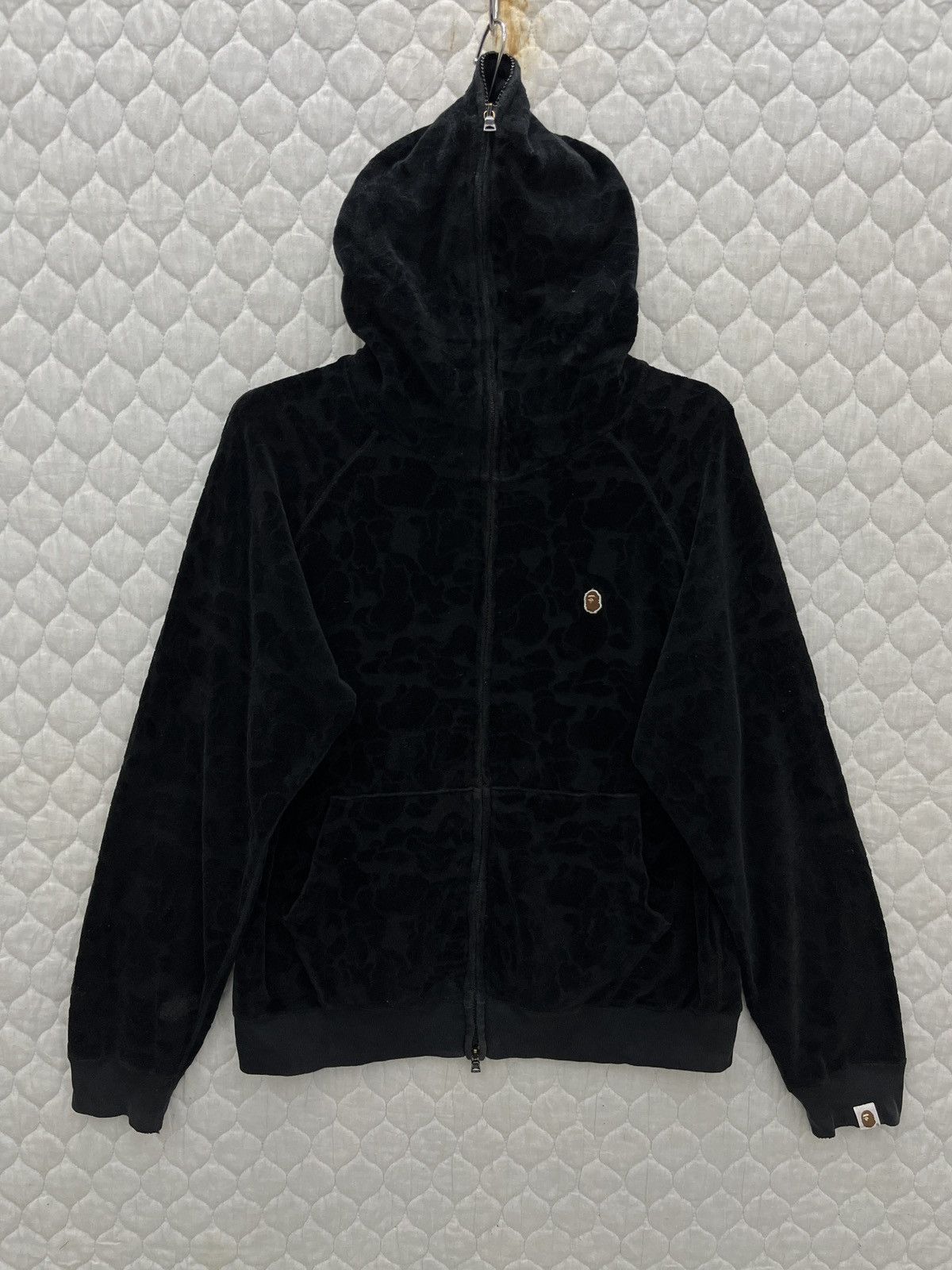 Solid Camo Velour Full Zip Hoodie - 1