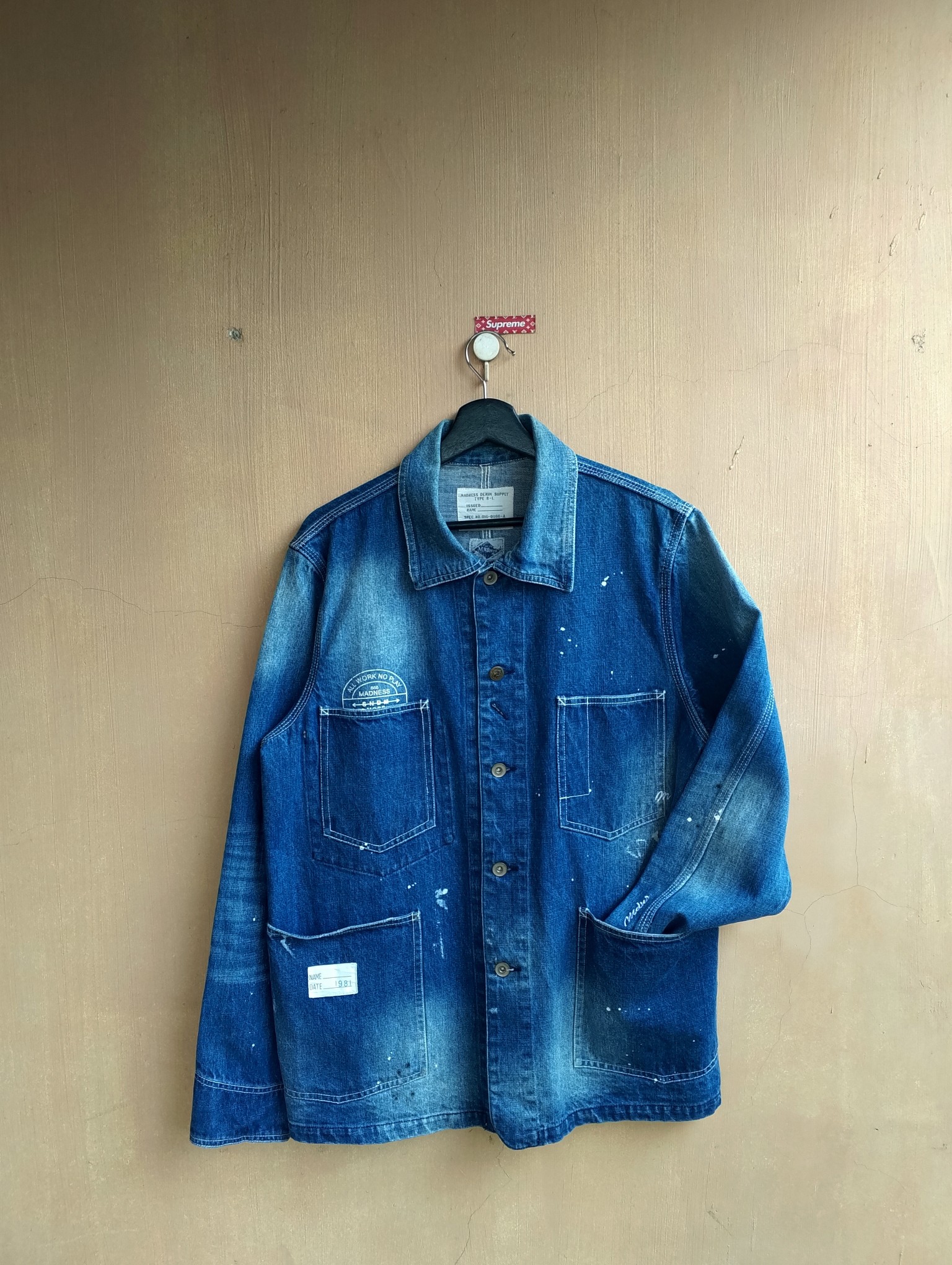 Madness Utility Workwear paint splatter denim jacket - 4