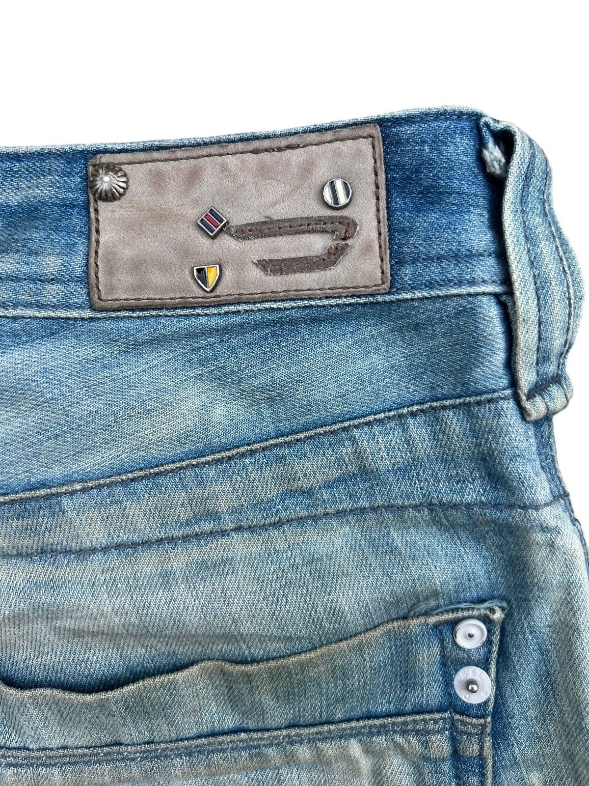 Vintage Diesel Leather Faded Distressed Denim Jeans 32x31 - 8