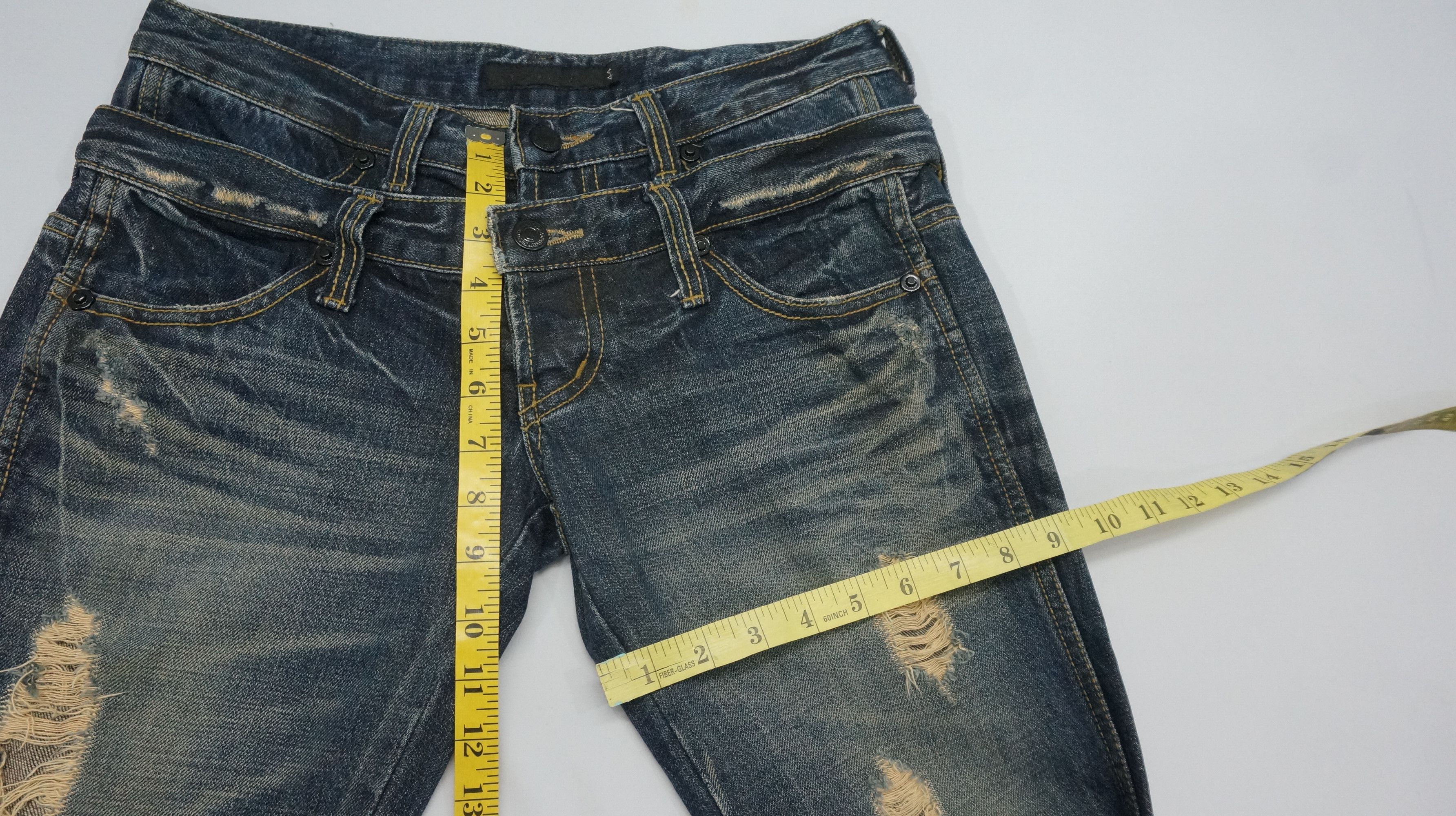 Archival Clothing - FUGA Vintage Distressed Double Waist Lowrise Flared Jeans - 14