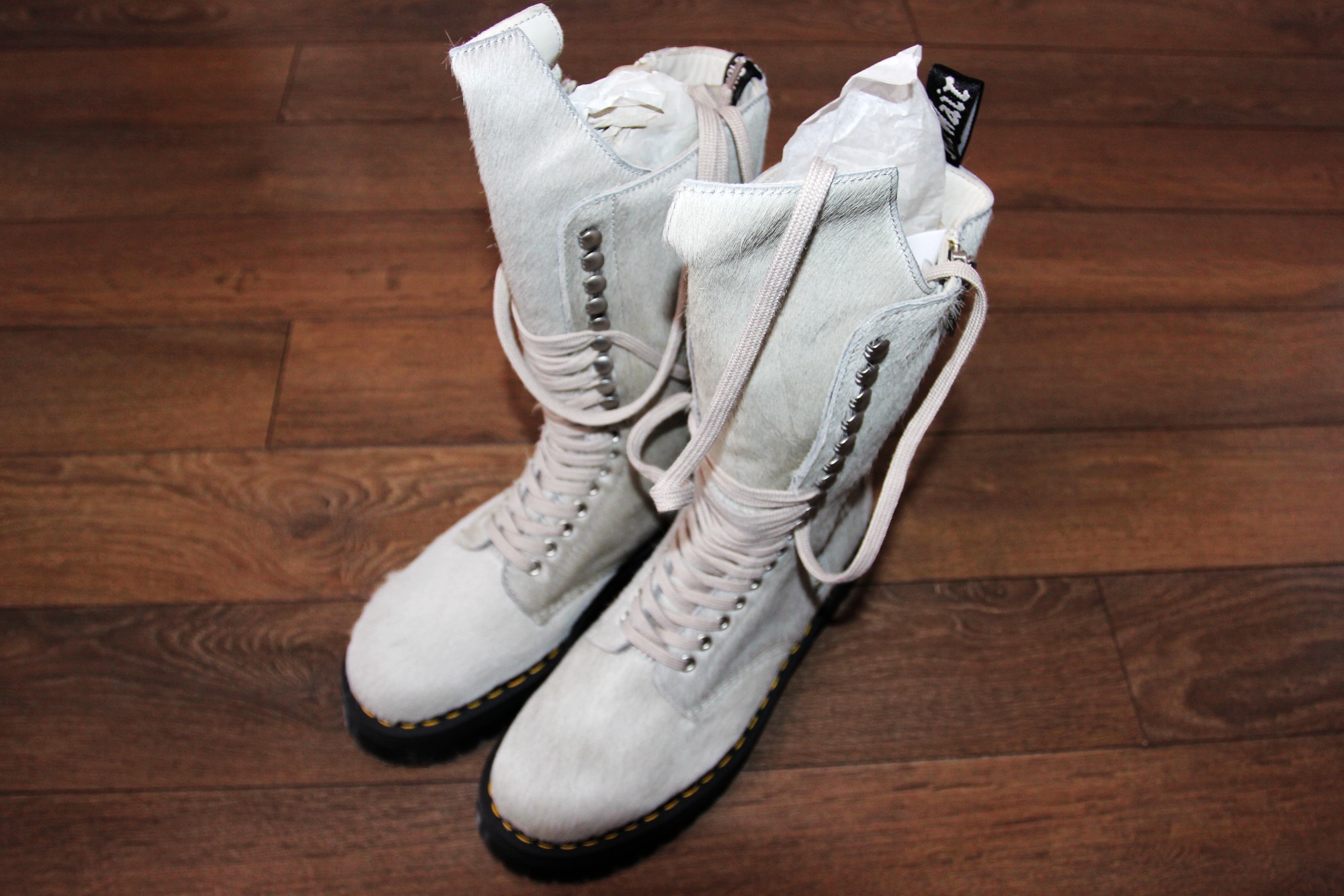 BNWT SS23 RICK OWENS x DR.MARTENS 1918 HAIR ON LUX BOOTS 41 - 2