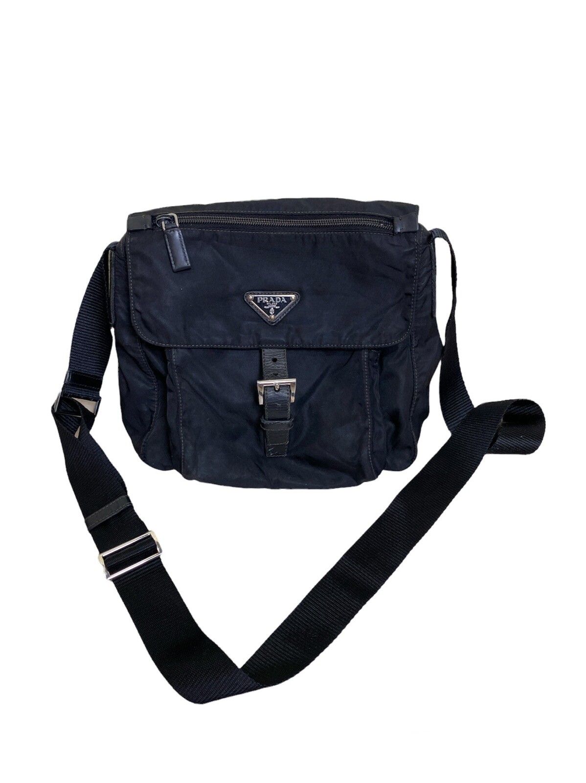 Authentic PRADA Black Tessuto Nylon Shoulder Crossbody Bag - 1