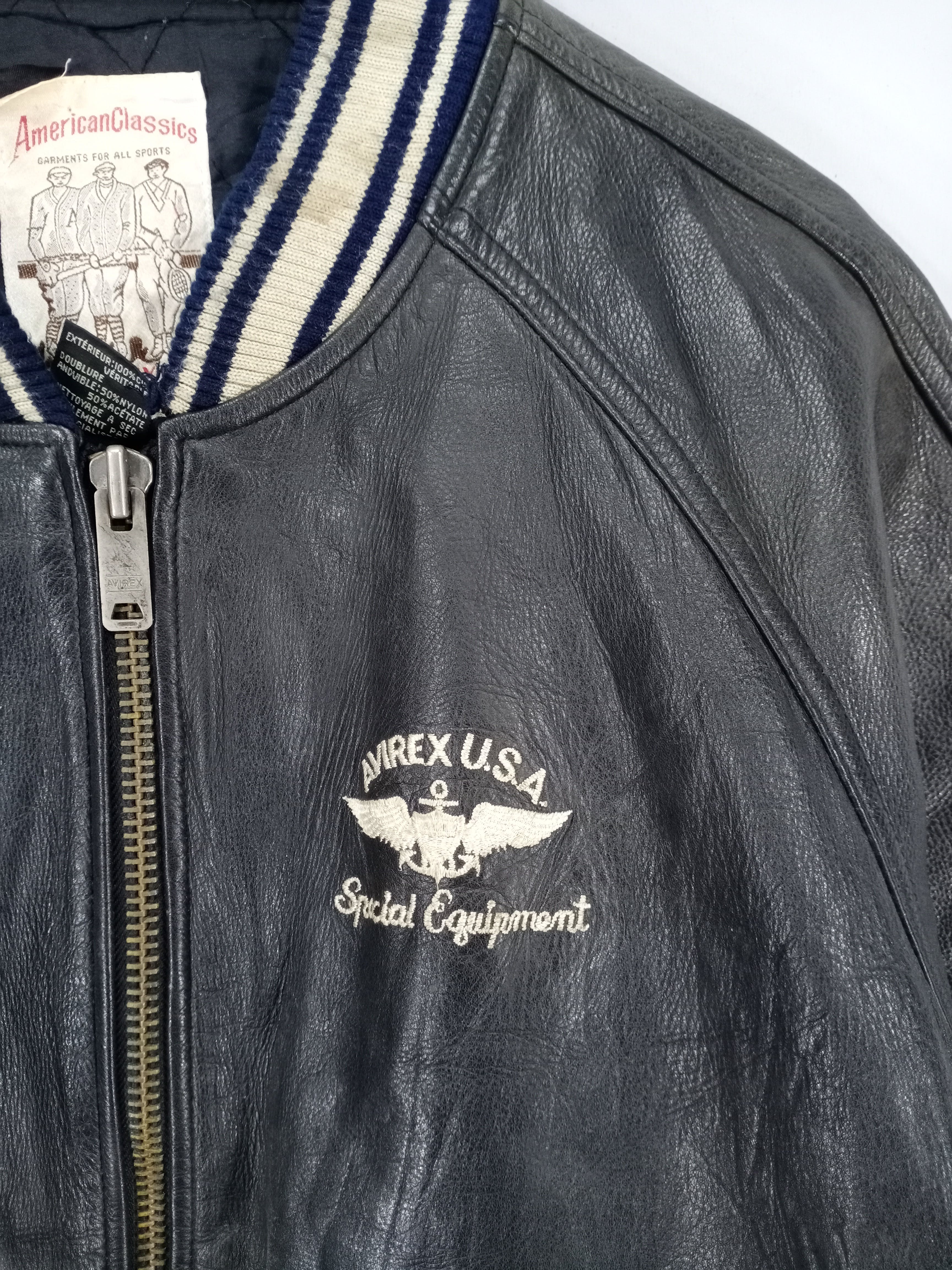 💥RARE💥Vintage Avirex Usa Spell Out Varsity Leather Jacket - 10