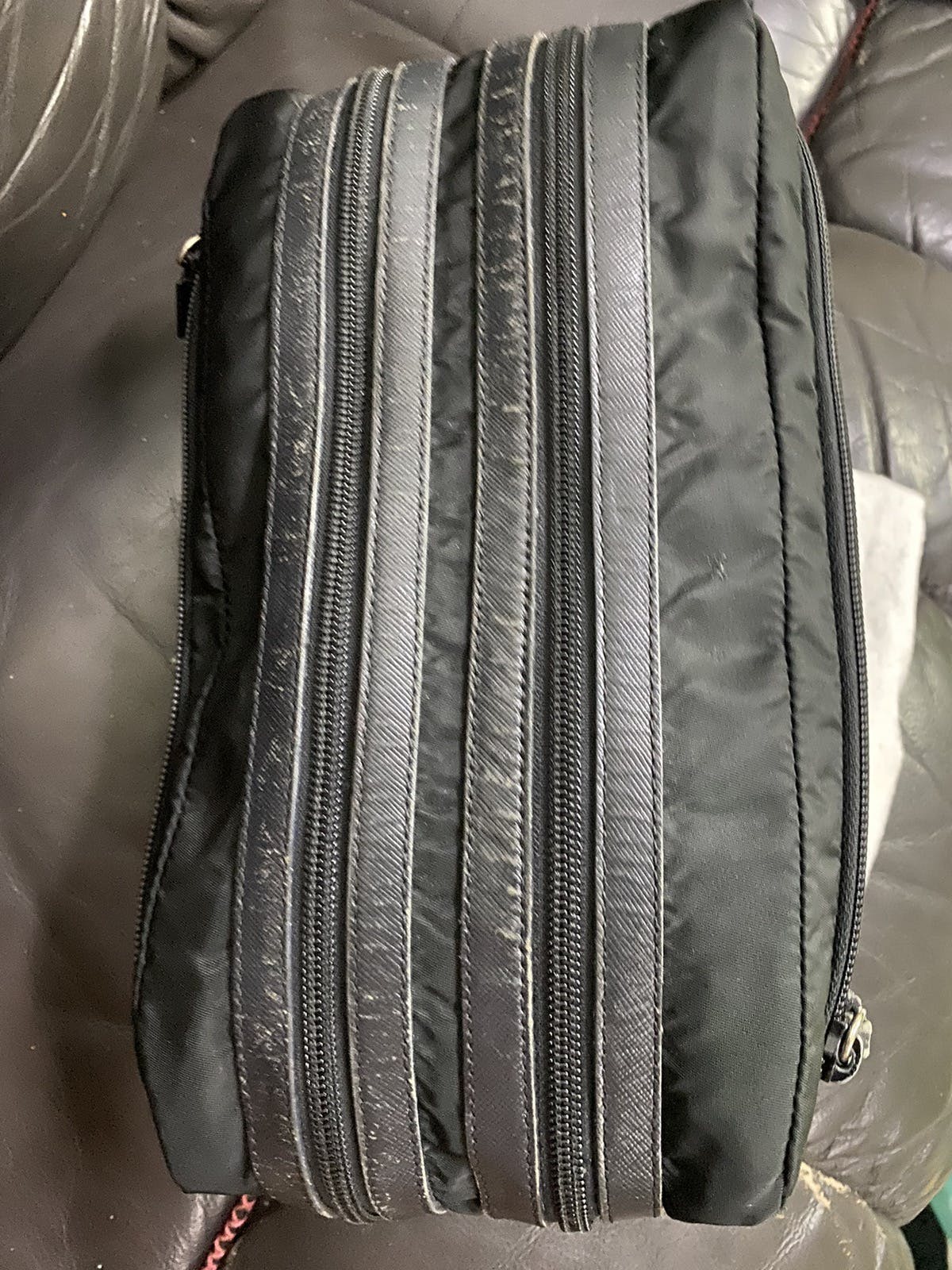 Authentic Prada Tessuto Nyalon Leather Toiletries Clutch Bag - 17