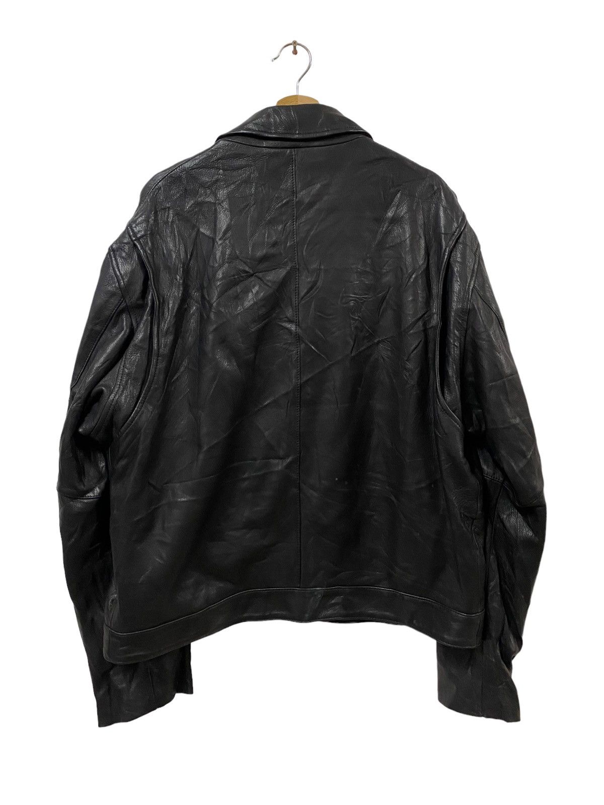 Vtg🌑Donna Karan New York Double Collar Leather Jacket - 2