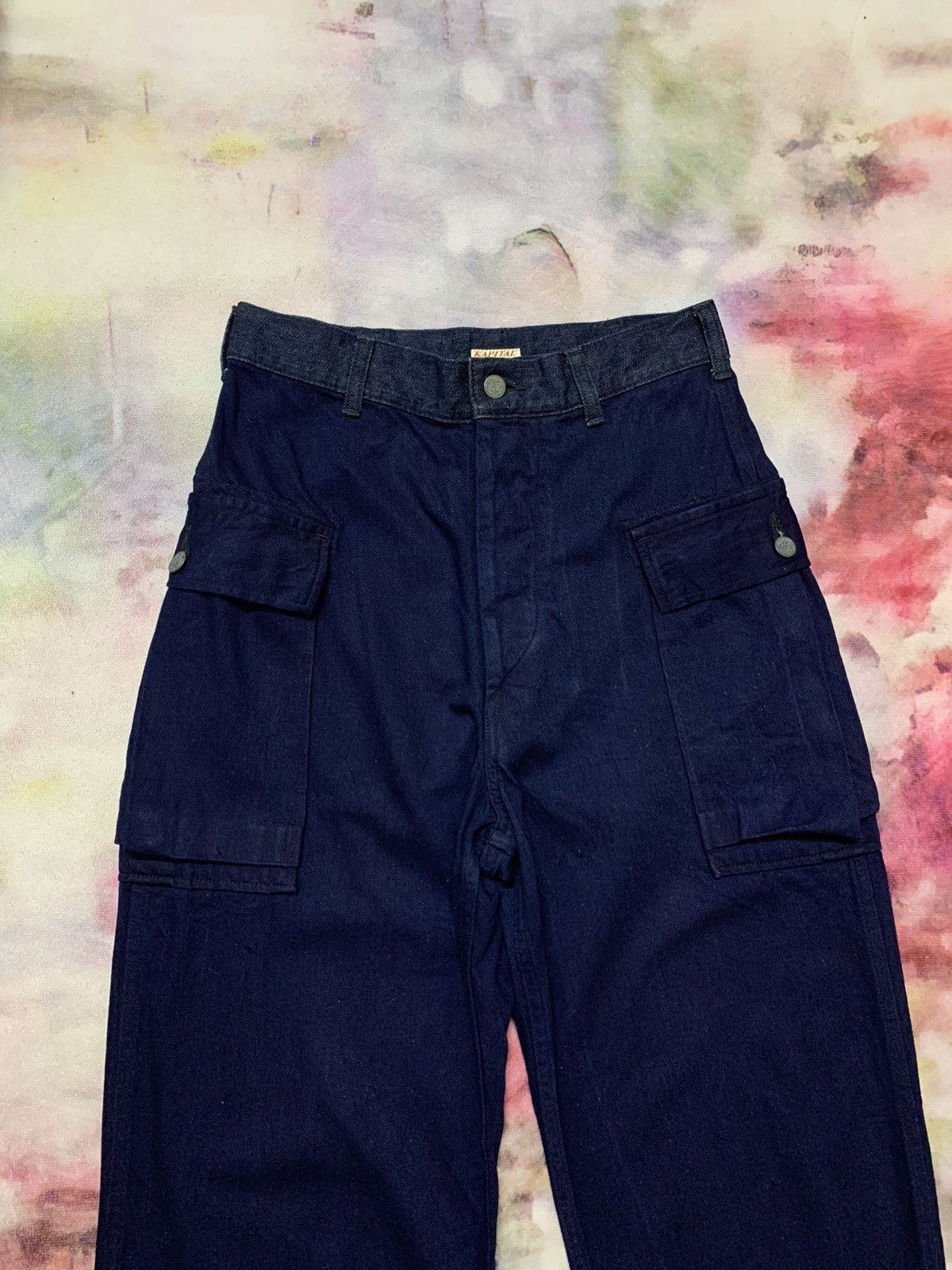 Rare Kapital x IDG Denim Cargo Pants 13 Stars Button - 4