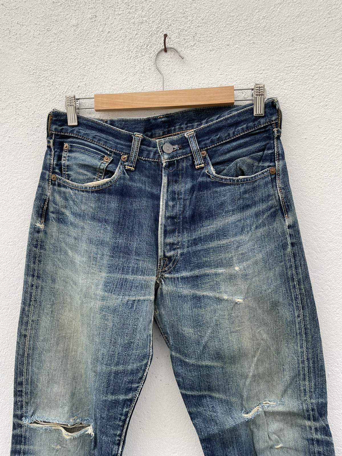 Vintage - Joe McCoy Distressed Rips Selvedge Denim Jeans - 2