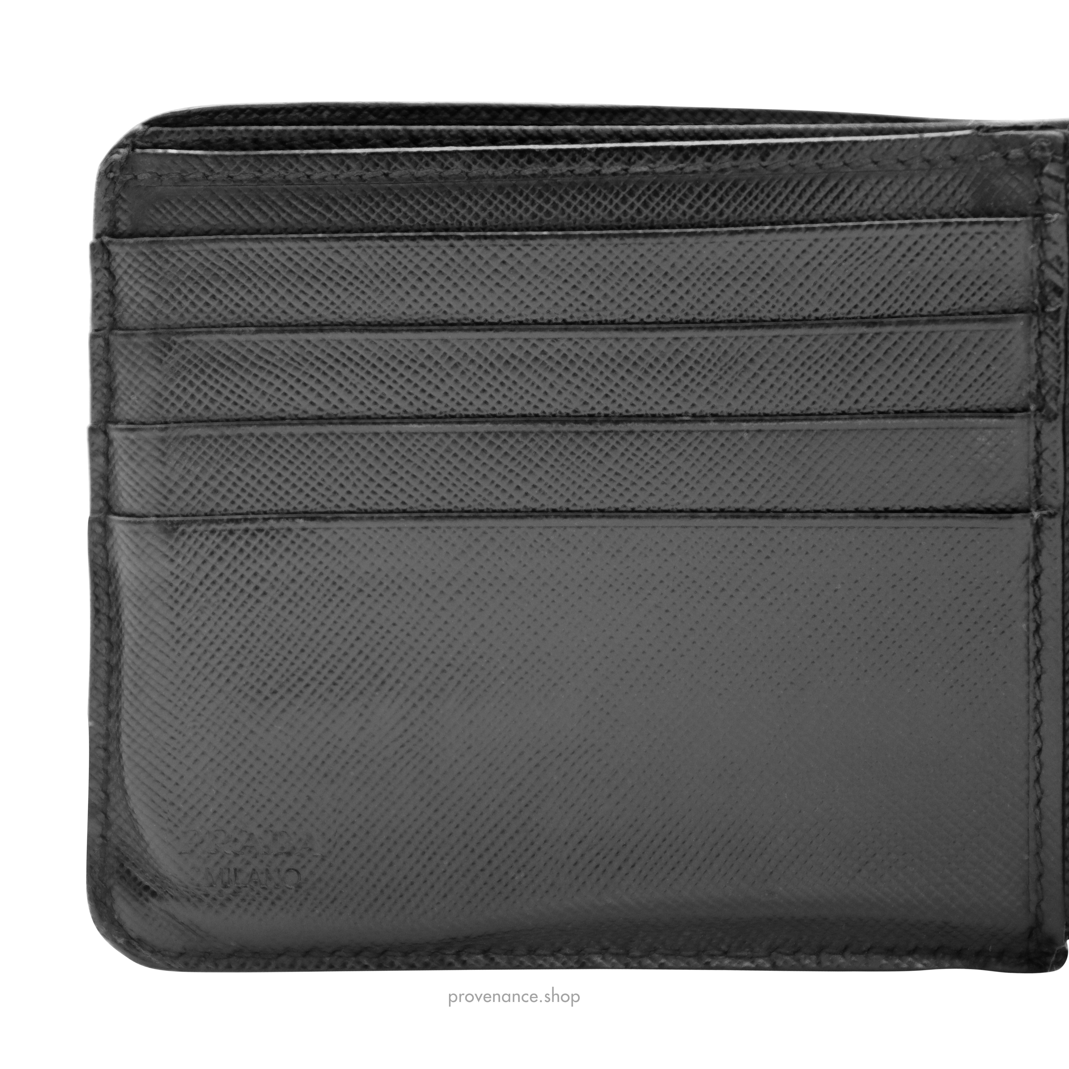 Prada Logo Bifold Wallet - Black Saffiano Leather - 8