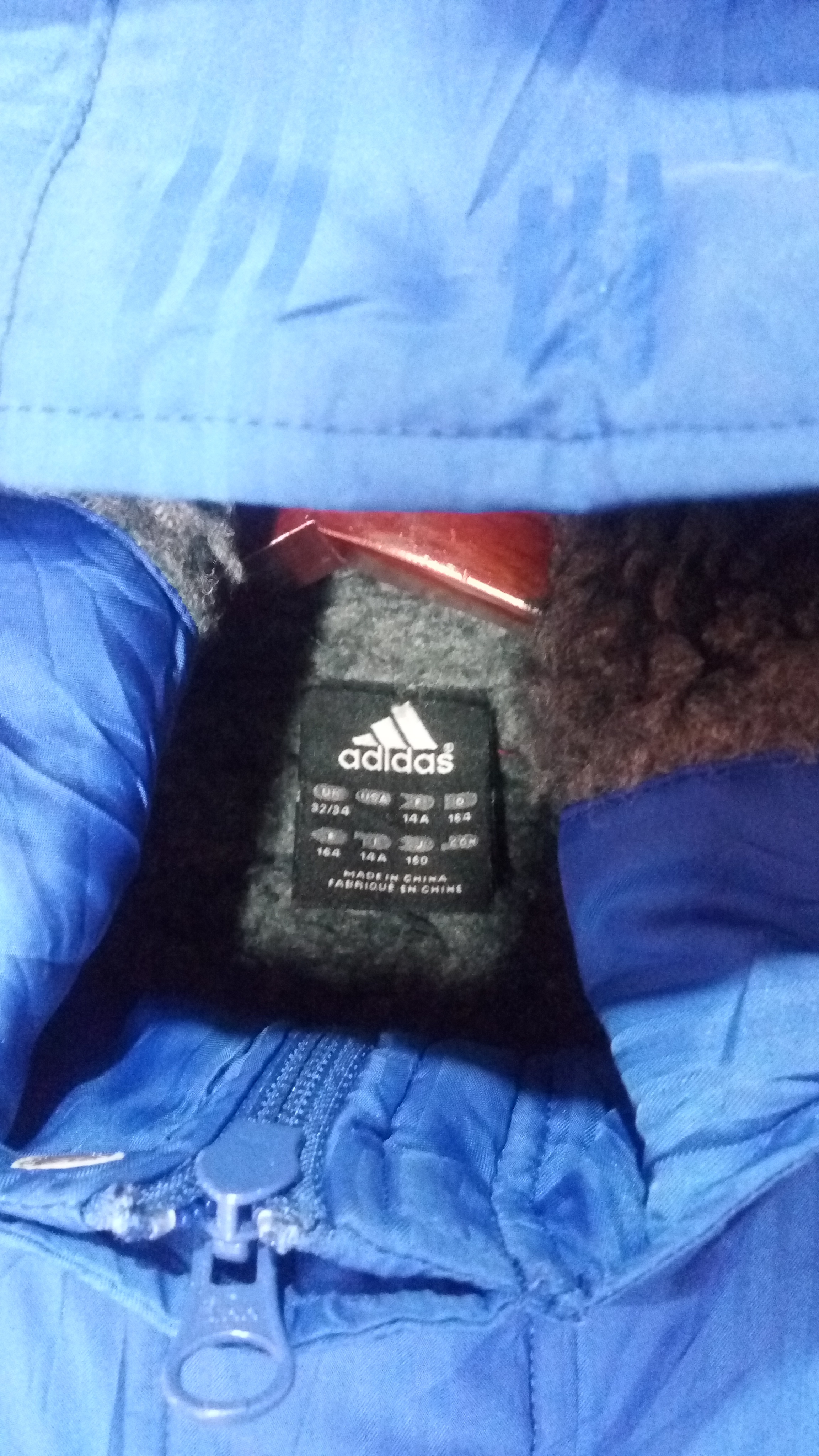 Adidas big logo sherpa inner lining long jacket hoodie parka winter size M/L - 5
