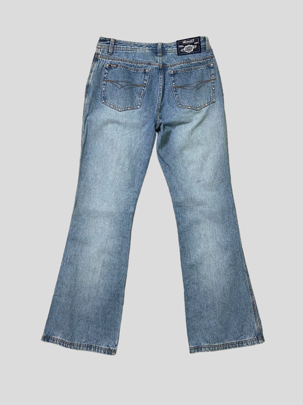 Vintage - Flared REVOLT Stud Design Boot Cut Denim s45k - 4