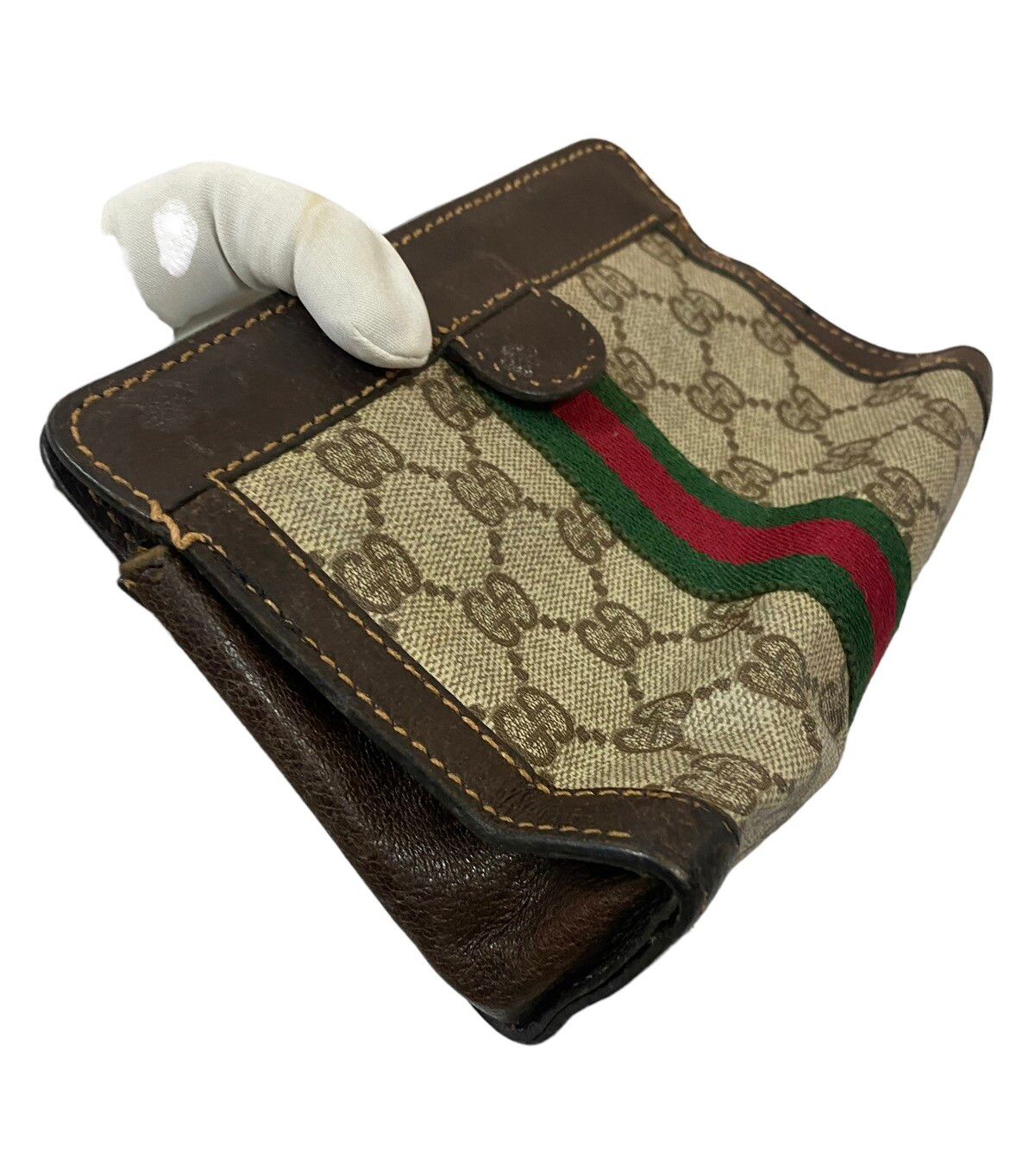 Vtg🔥Gucci Stripe Monogram Clutch Bag Made In Italy - 6