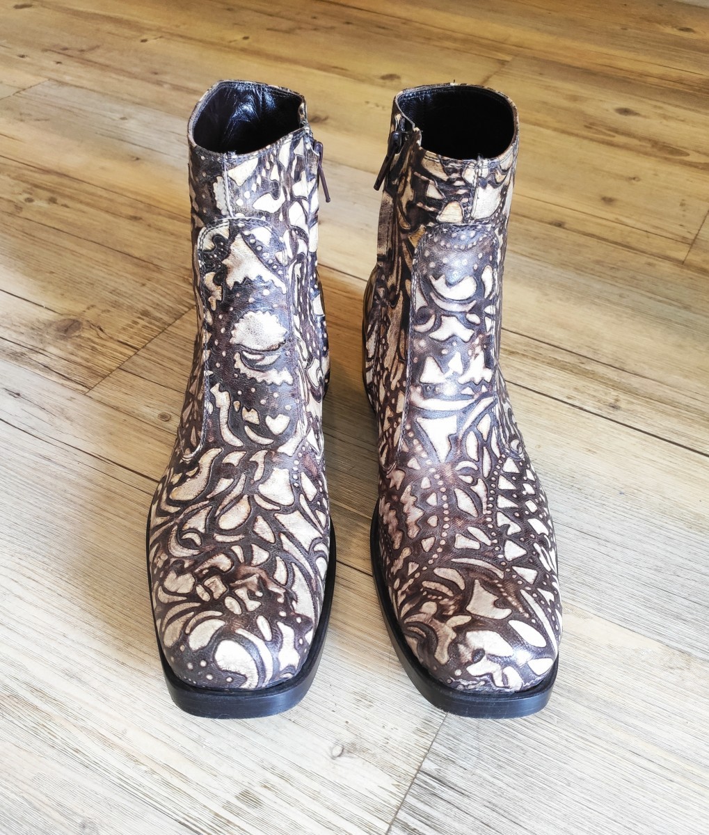 Gianni Barbato - Woodburning leather boots.Like Saint Laurent or Celine - 3