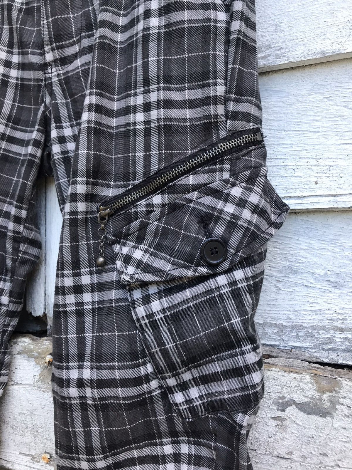 Japanese Brand - DoubleFocus Plaid Tartan Bondage Cargo Skinny Pant - 5