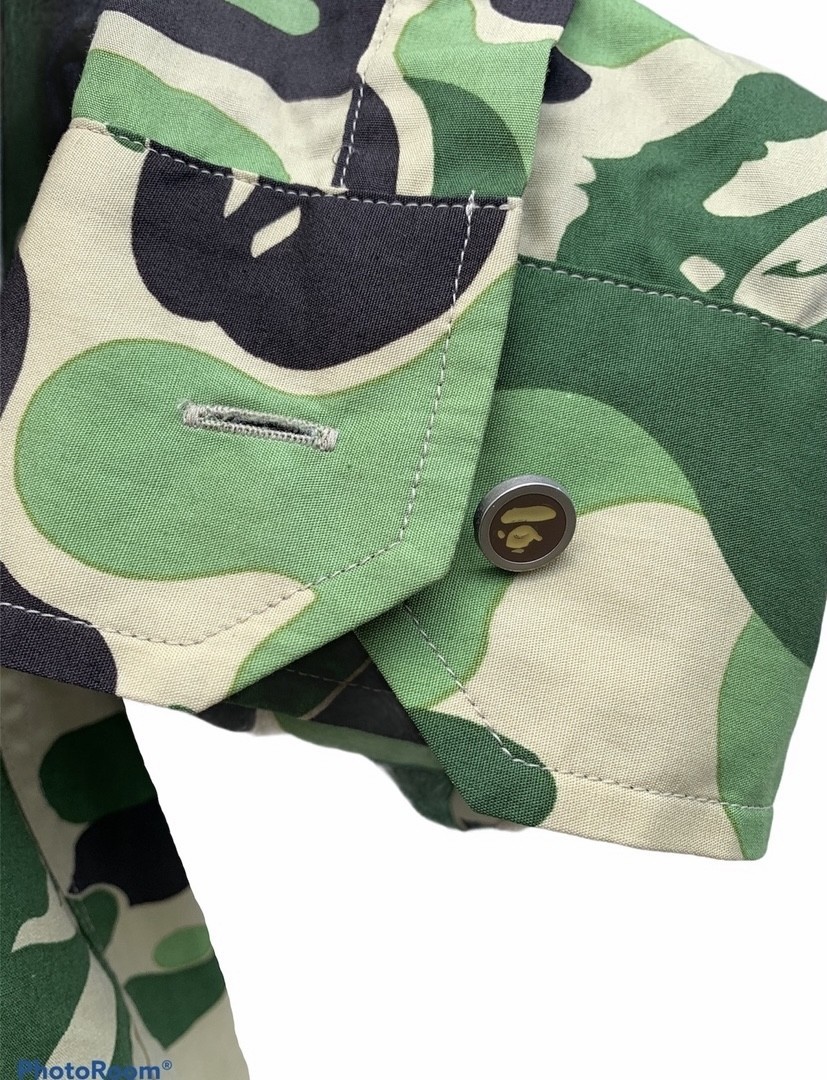 2000 Bape Green Camo Long Sleeve Button Shirt - 5