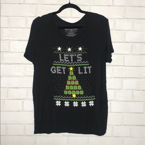 Fifth Sun - “Let’s Get Lit” Funny Ugly Christmas T-Shirt - 4