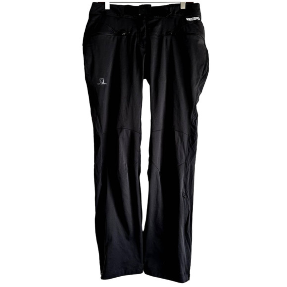 Salomon Windstopper Hiking Pants Stretch Zip Front Pockets Belted Logo Black 8 - 1