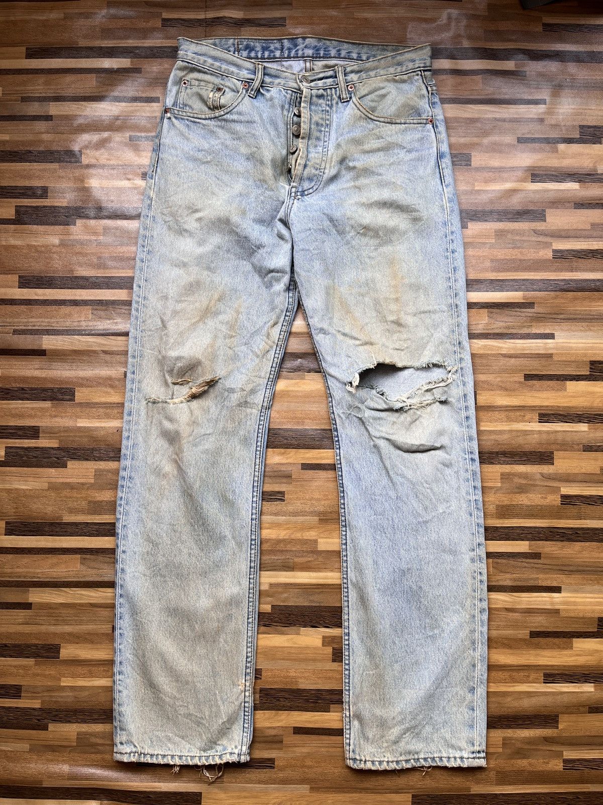 Ripped Levis 501 Vintage 1993 Straight Cut Made In USA - 22