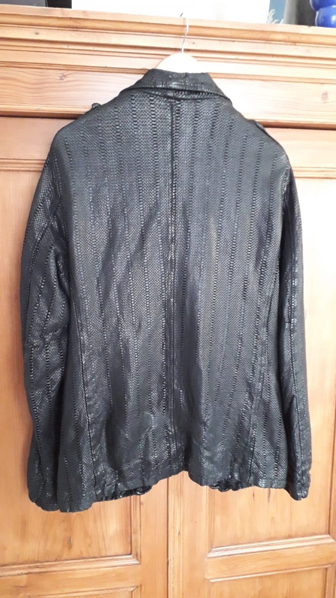 Giorgio Brato - Handmade Black Embossed Detail Leather Jacket Sz 48 - 4