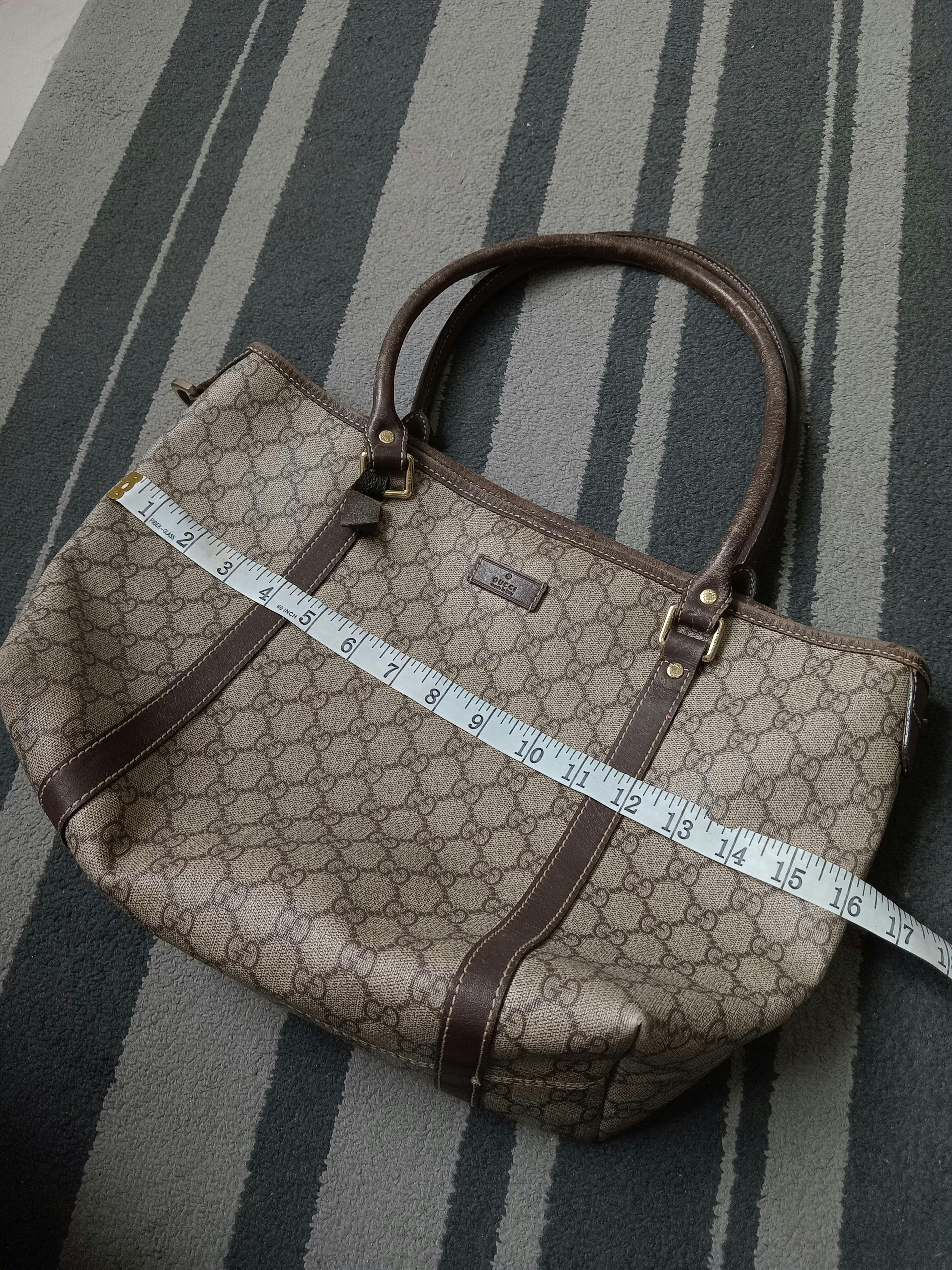 Authentic Gucci GG Canvas Beige Brown Tote Bag - 9
