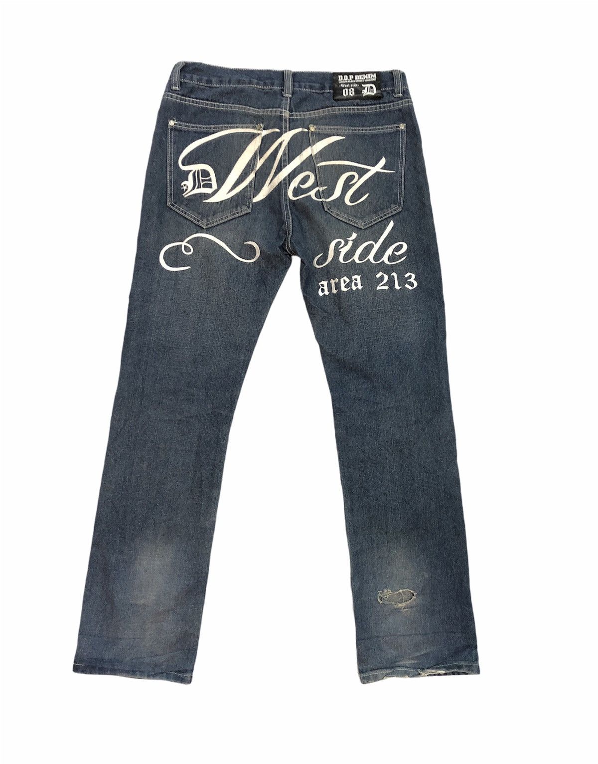 Distressed Denim - DOP Denim Embroidered Logo Jeans - 2