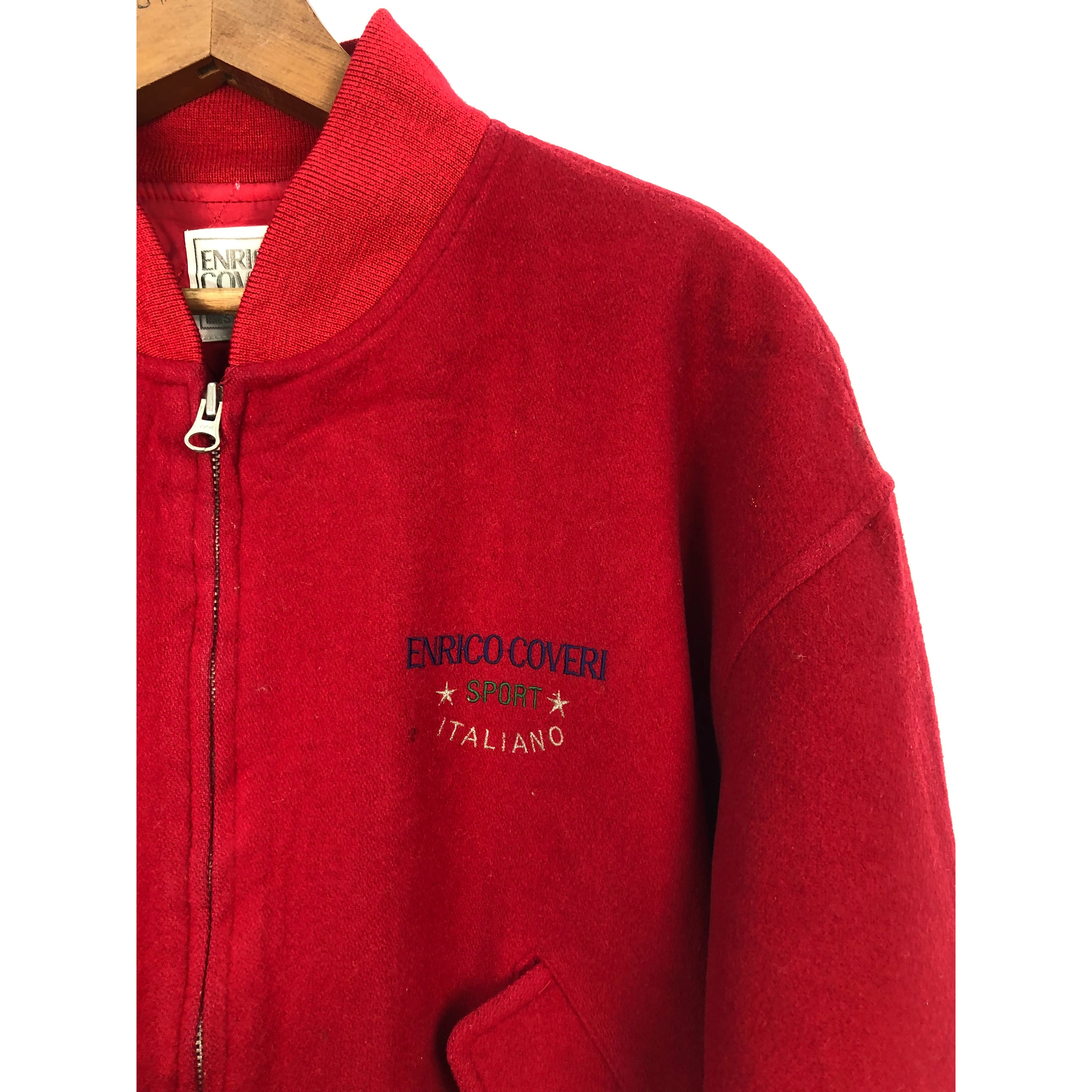 Vintage - Vintage Encico Coveri Bomber Wool Jacket Red - 3