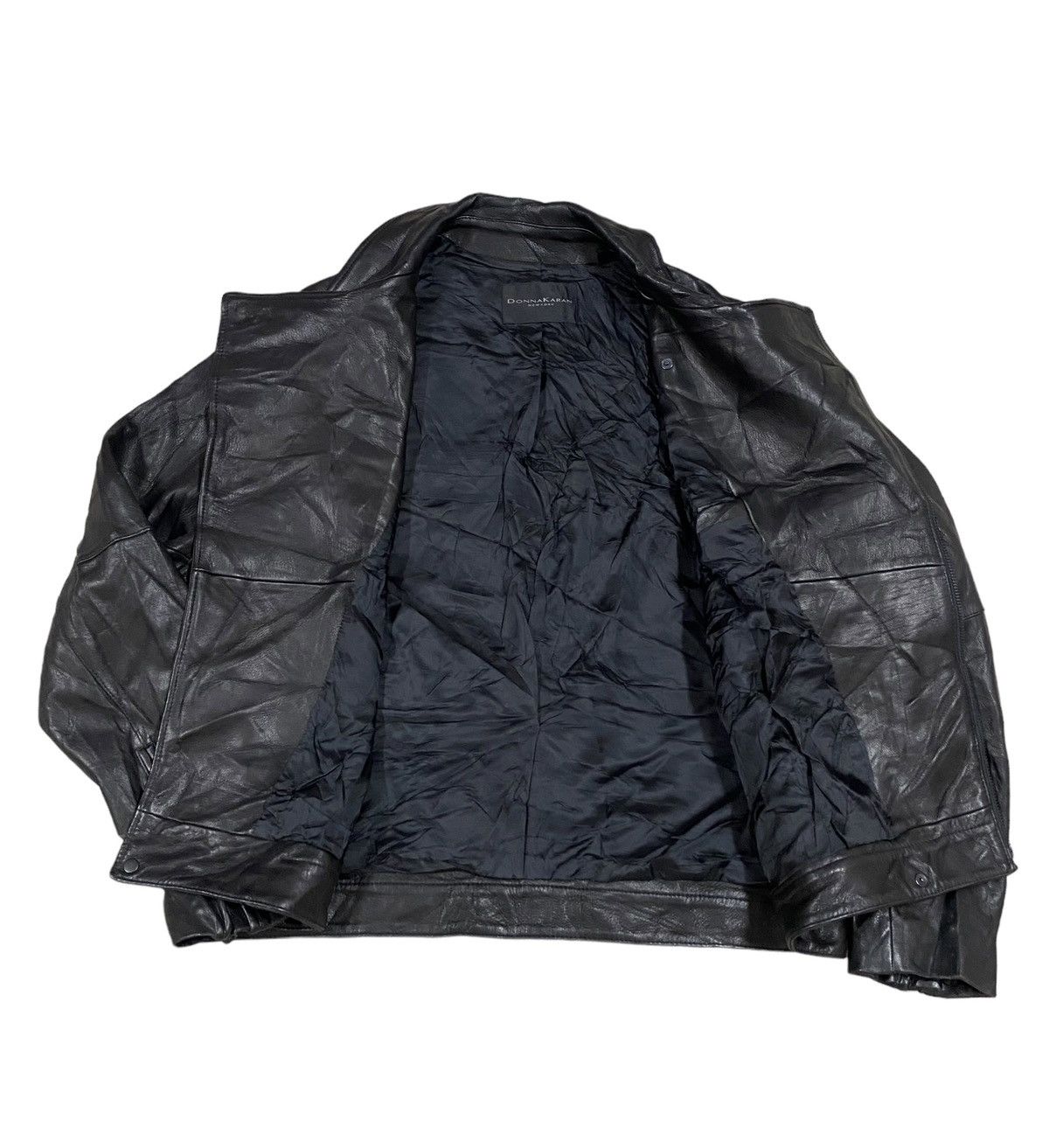 Vtg🌑Donna Karan New York Double Collar Leather Jacket - 11