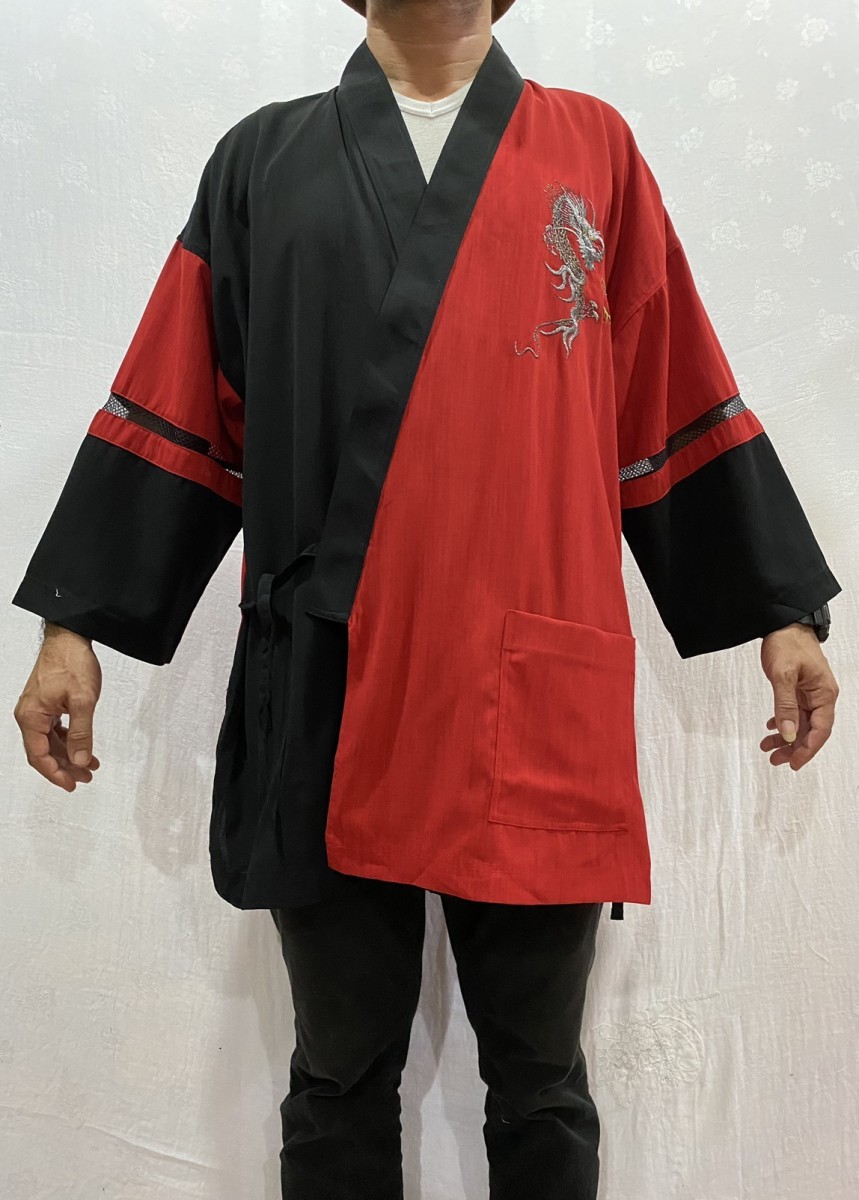Japanese Brand - Modern Kimono Cardigan Embroidery Dragon Logo - 12