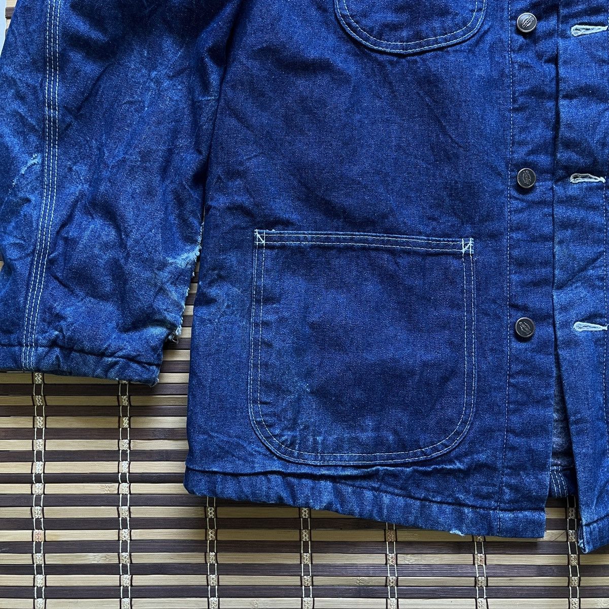 Vintage Dickies Chore Blanket Distressed Jacket Racing Japan - 7