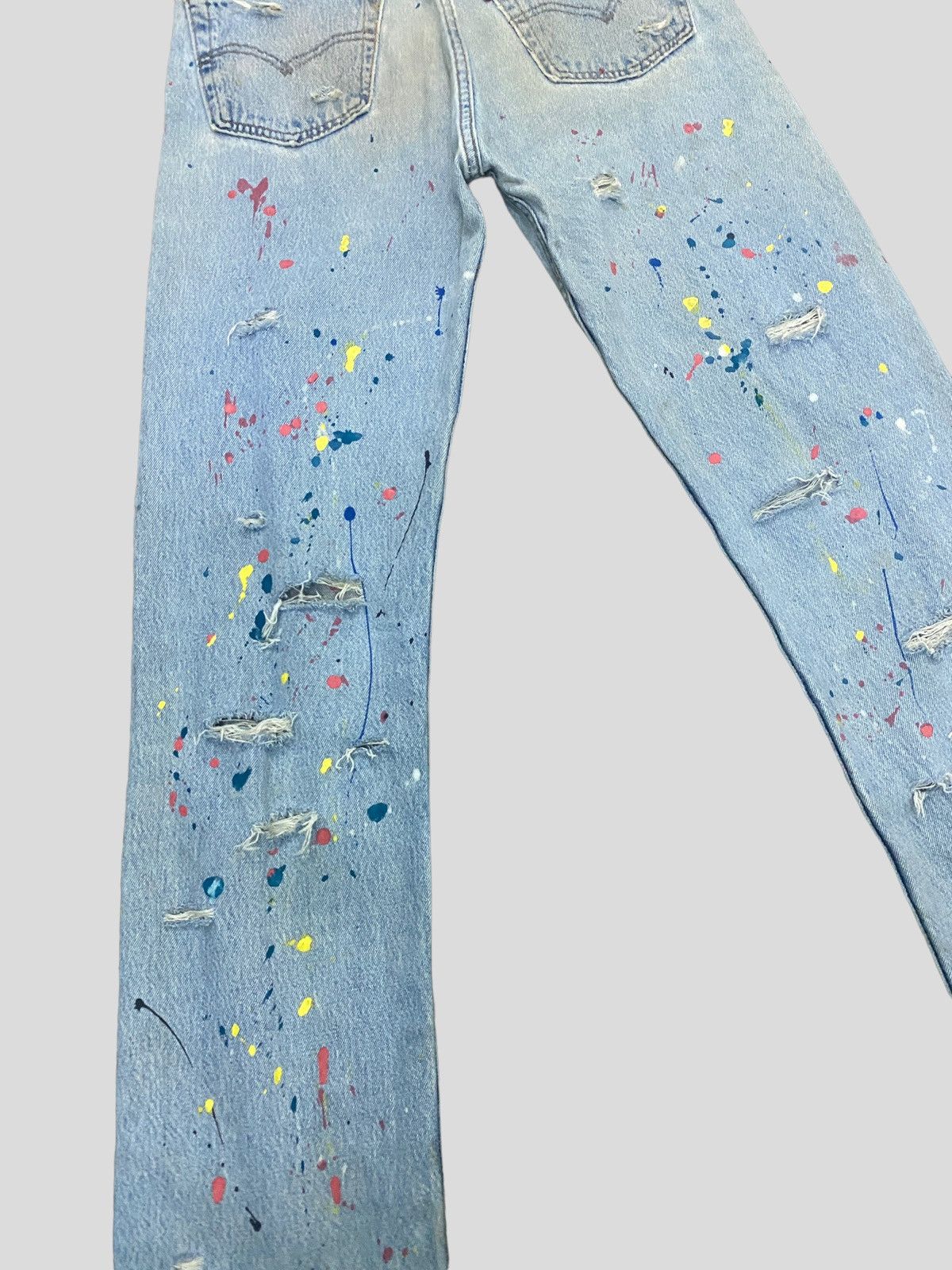 VINTAGE 90s Levi's 501 PAINT SPLASHED VERY DISTRESSED DENIM - 15