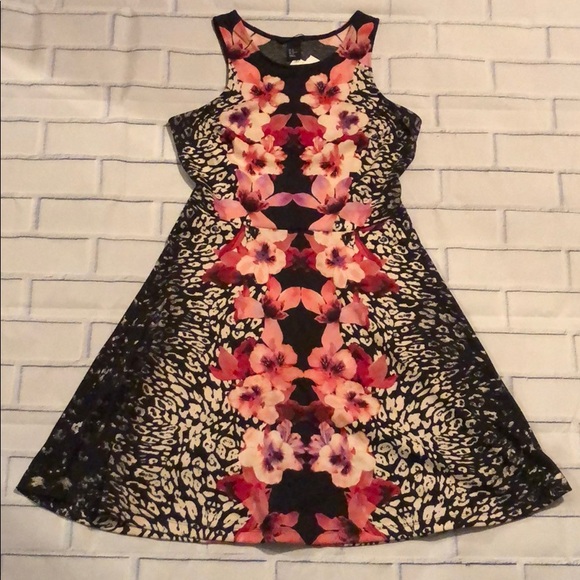 H&M Floral + Animal Print Skater Dress - 4