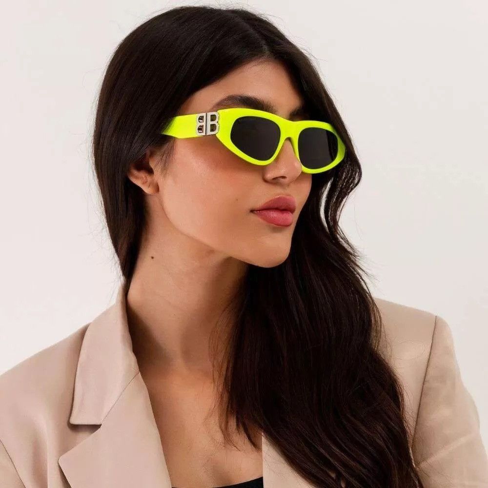 NEW BALENCIAGA BB0095S 007 GEOMETRIC YELLOW WOMEN SUNGLASSES - 6