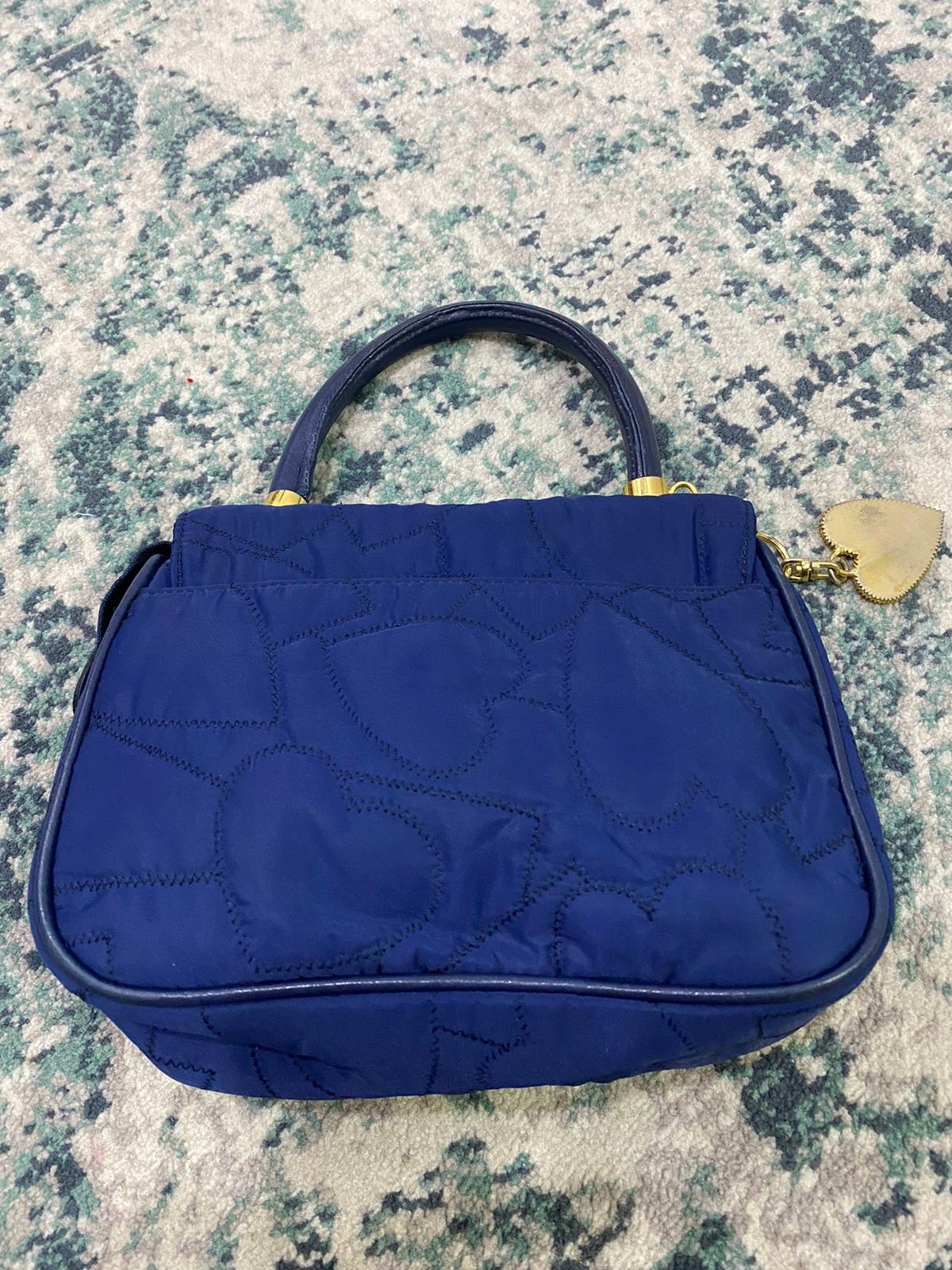 Vintage Moshino Quilted Blue Love Hand Carry Bag - 7