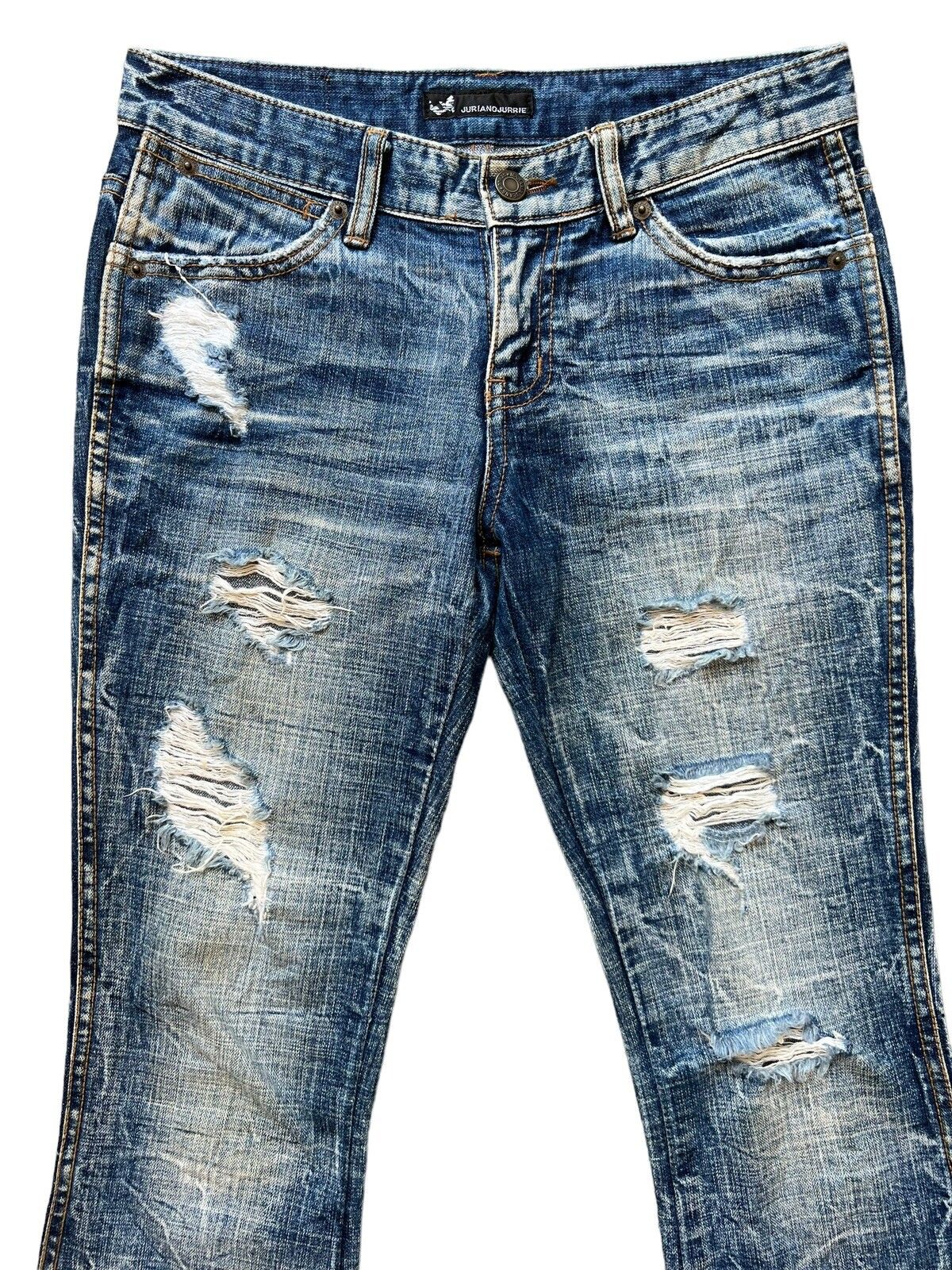 Distressed Denim - Juriano Jurrie Distressed Boot Cut Flare Denim Jeans 29x31 - 4