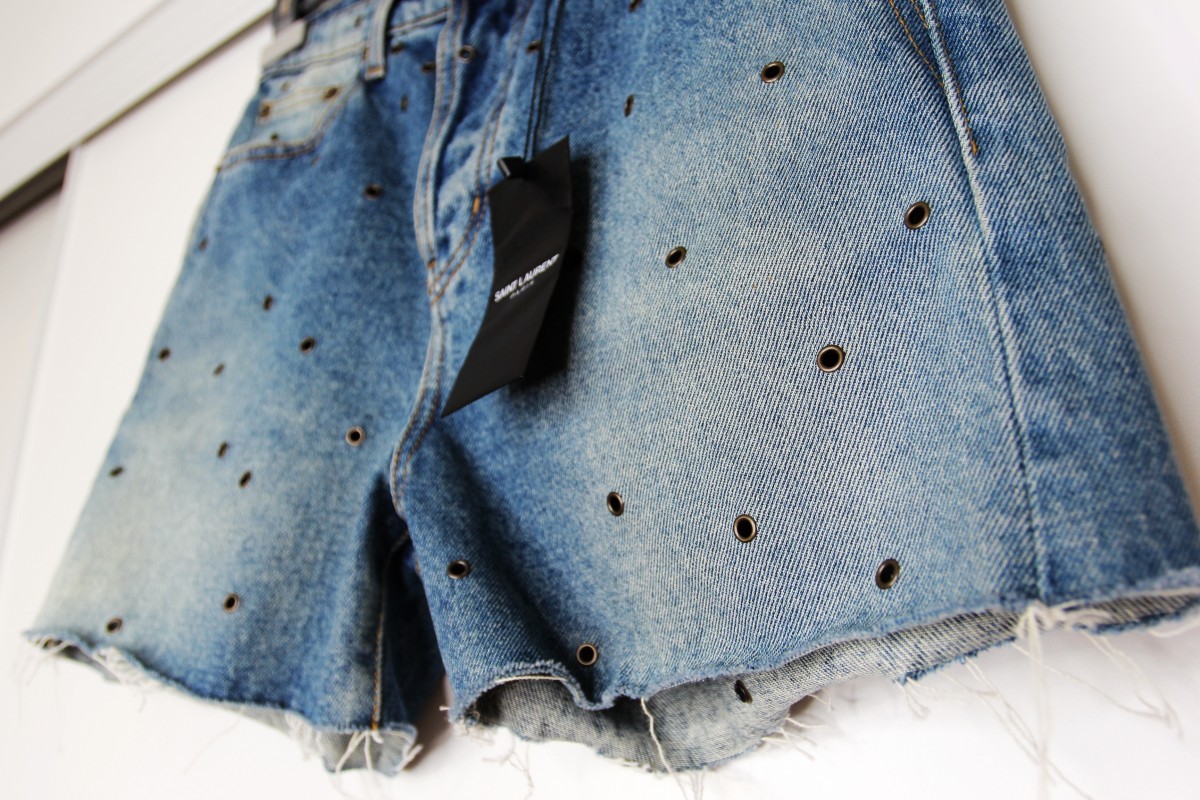 BNWT SS20 SAINT LAURENT PARIS RAW-EDGE EYELETS SHORTS 29 - 5