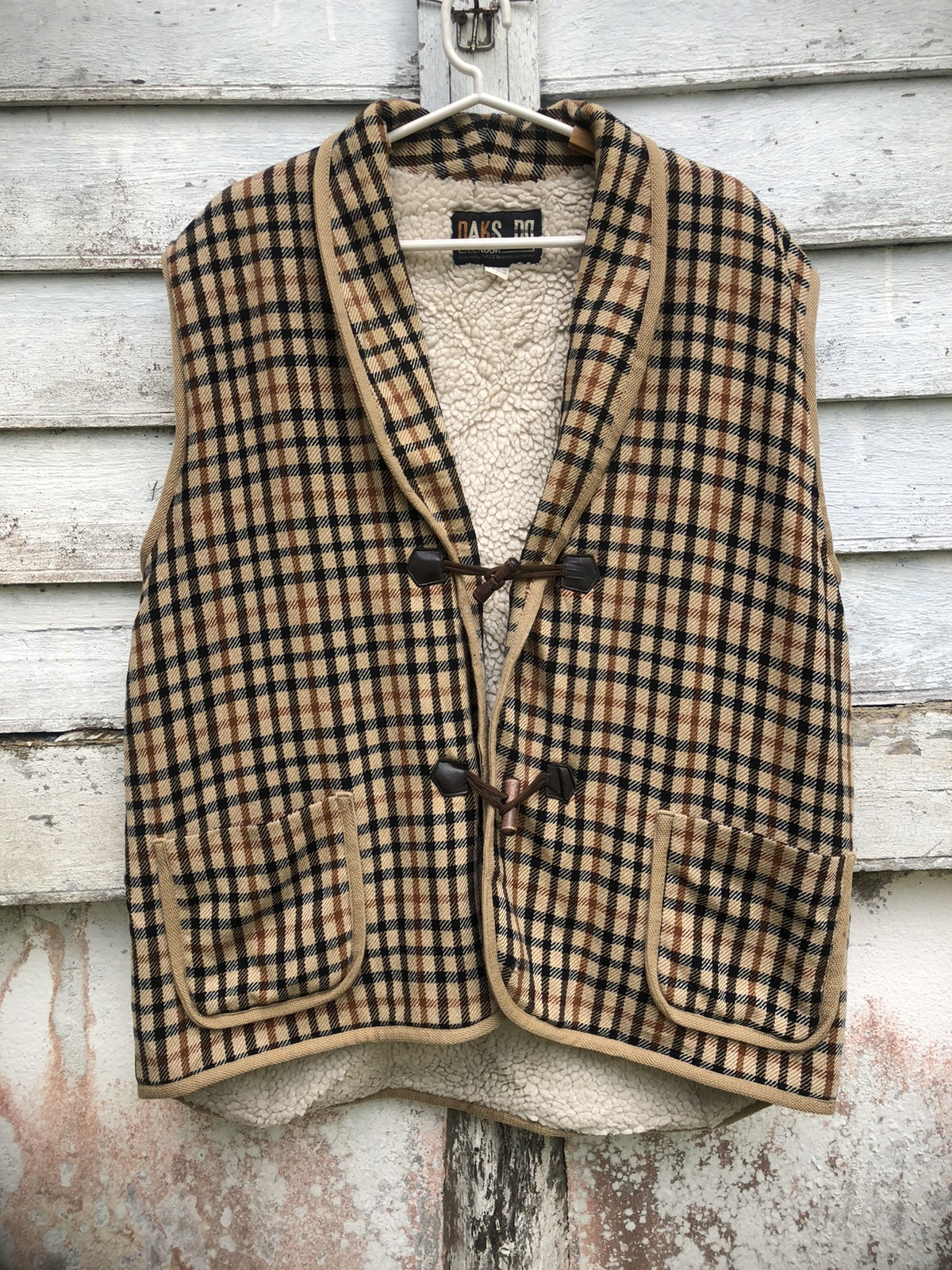 Vintage - Vintage Daks London Iconic Check Sherpa Vest - 1