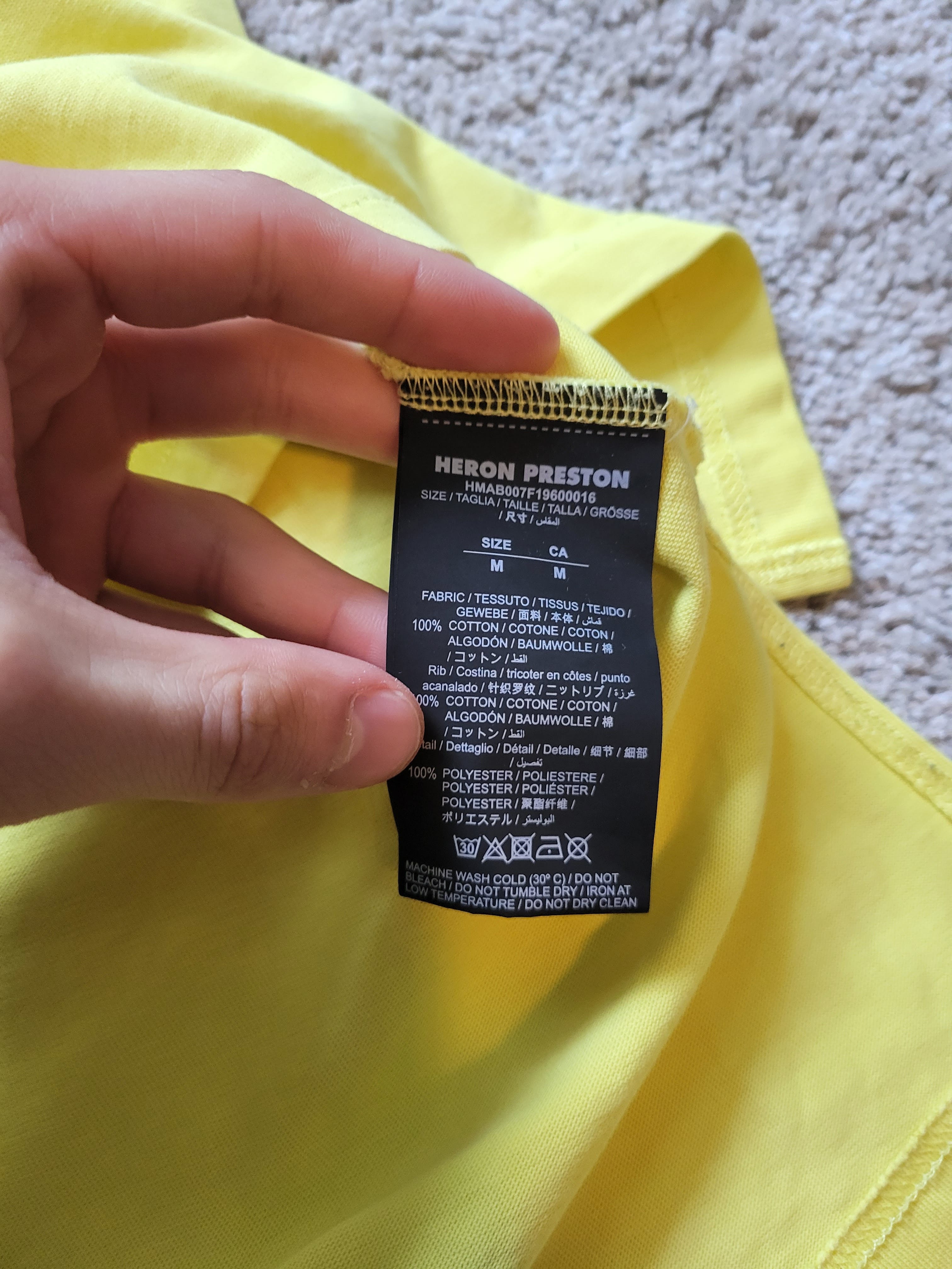 Heron Preston Style Neon Yellow Mock Neck Long Sleeve Shirt - 6