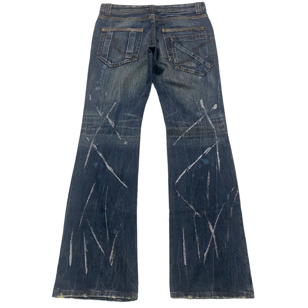 Le Grande Bleu (L.G.B.) - SEMANTIC DESIGN Whisker Denim Flare Jeans Leather Trimmed - 2